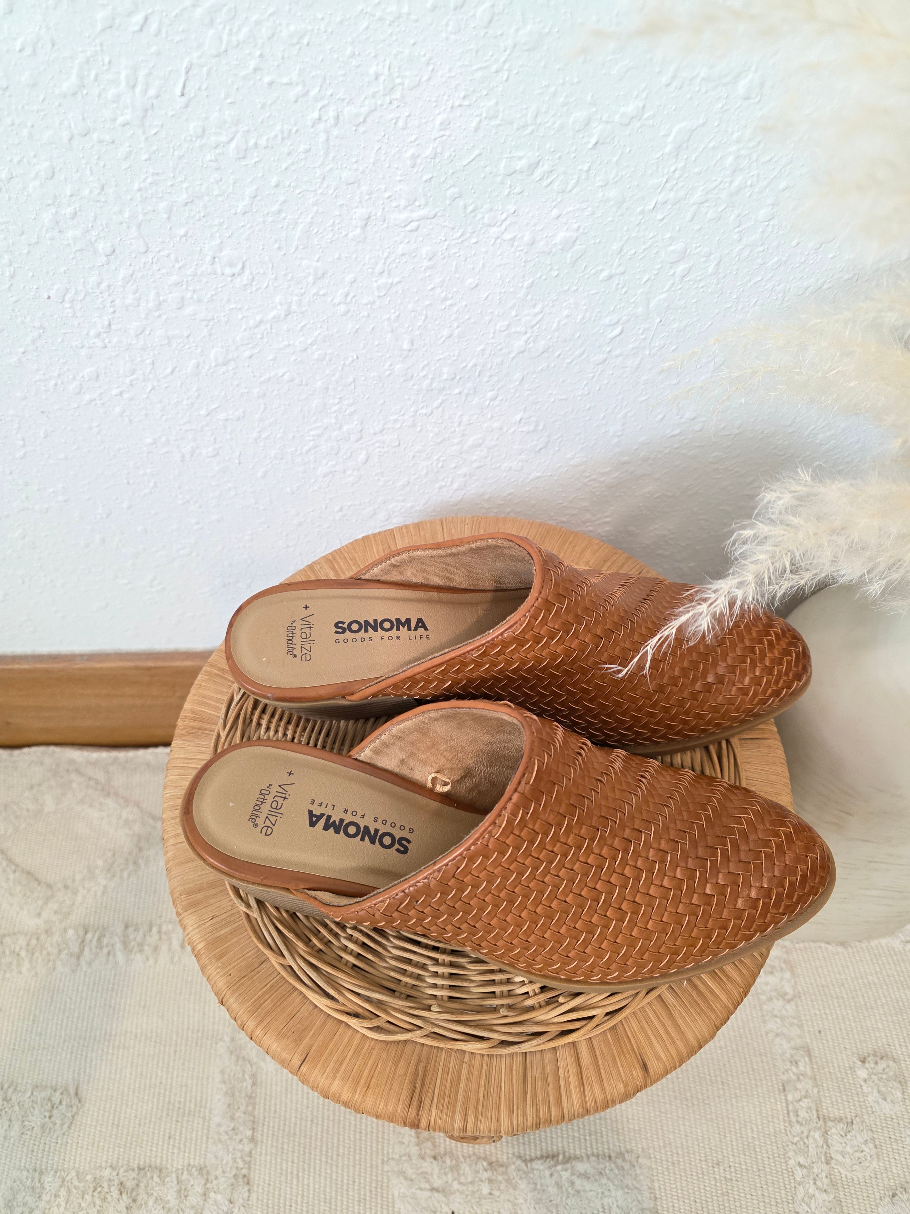 Brown Woven Mules (9.5)