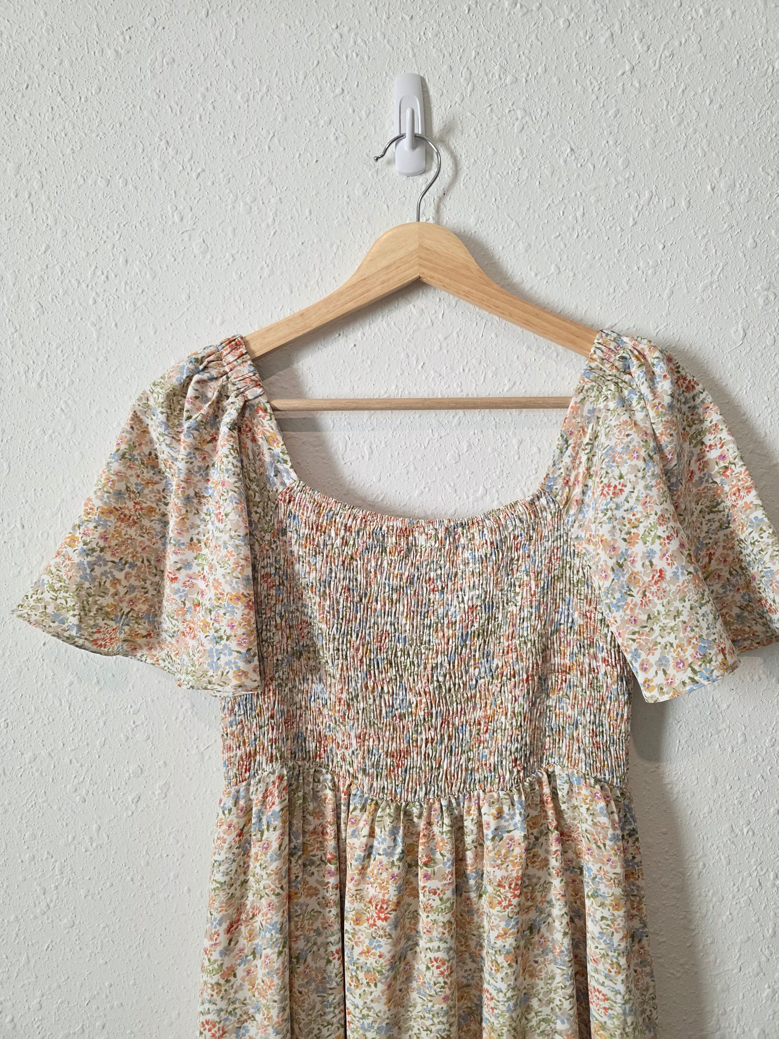 Colorful Floral Midi Dress (S)