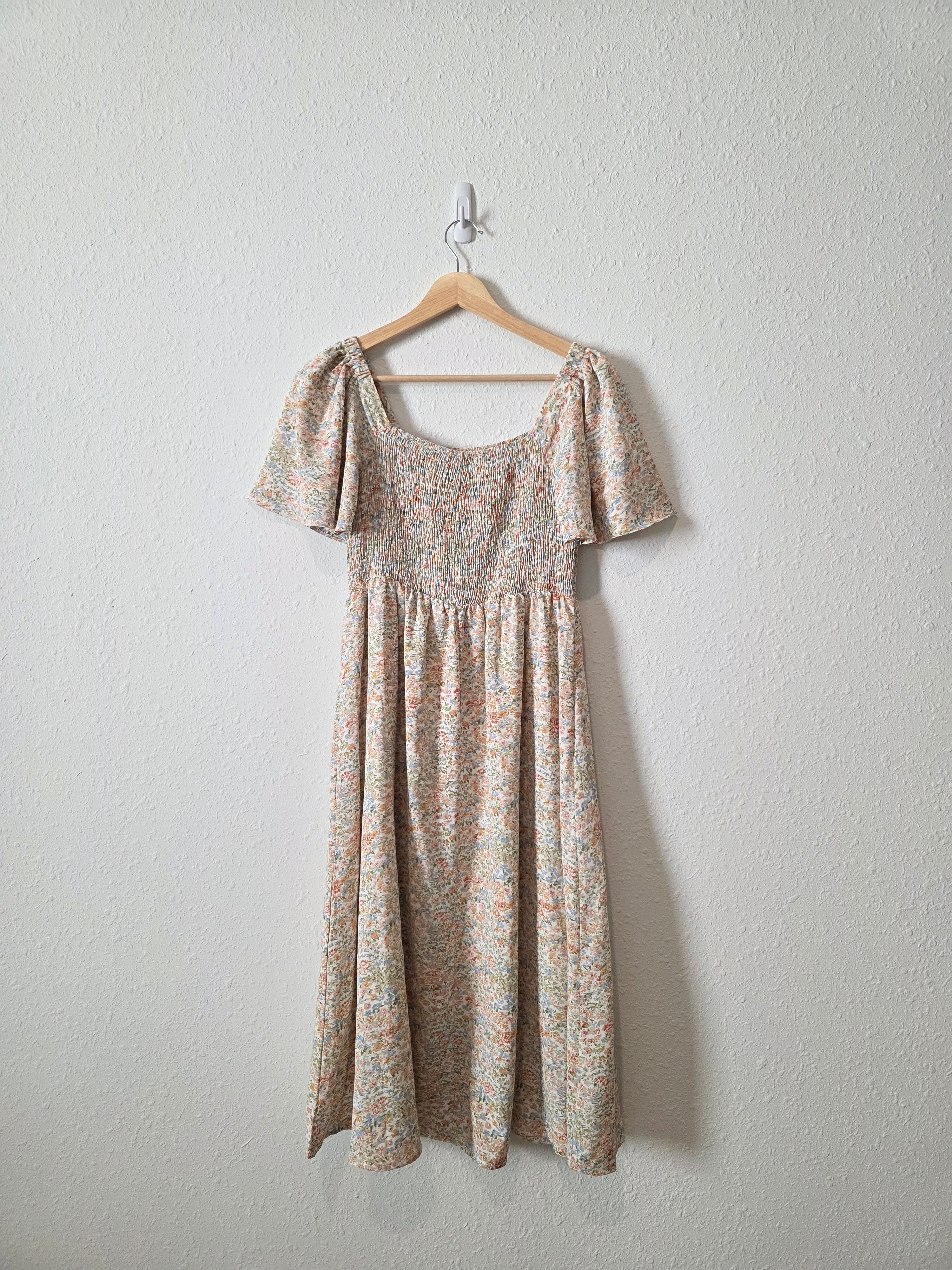 Colorful Floral Midi Dress (S)