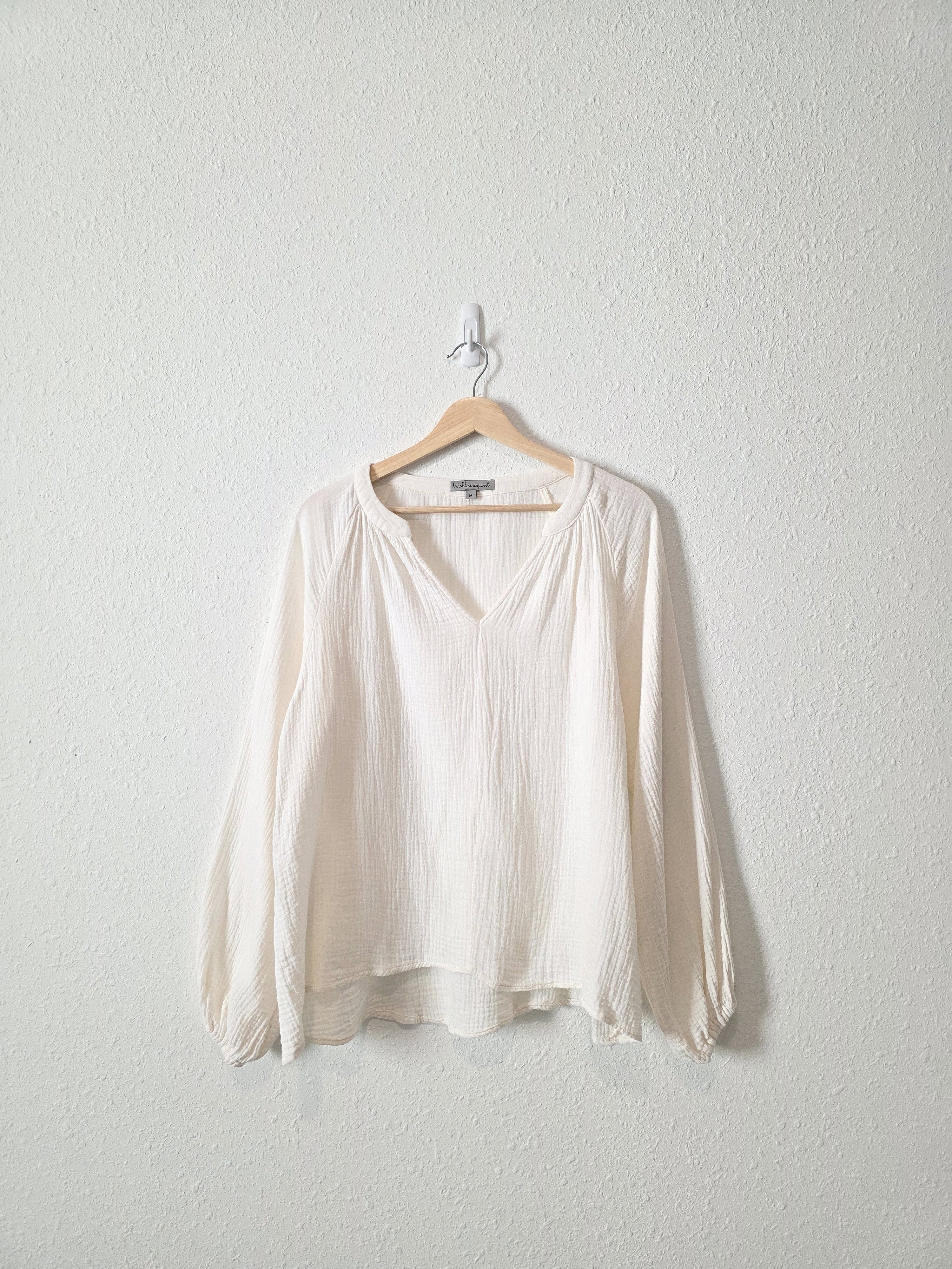 Cotton Gauze Puff Sleeve Top (M)