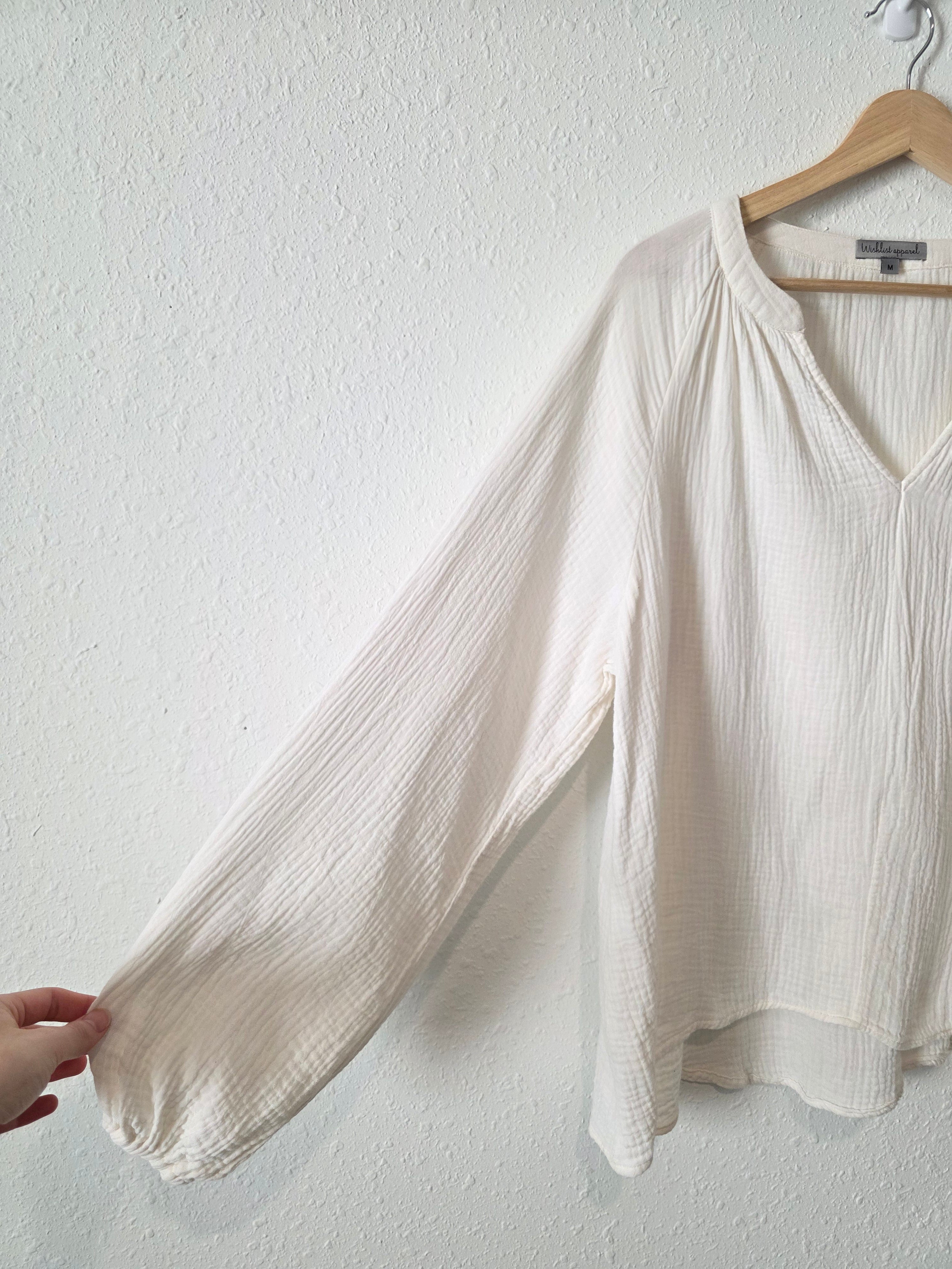 Cotton Gauze Puff Sleeve Top (M)