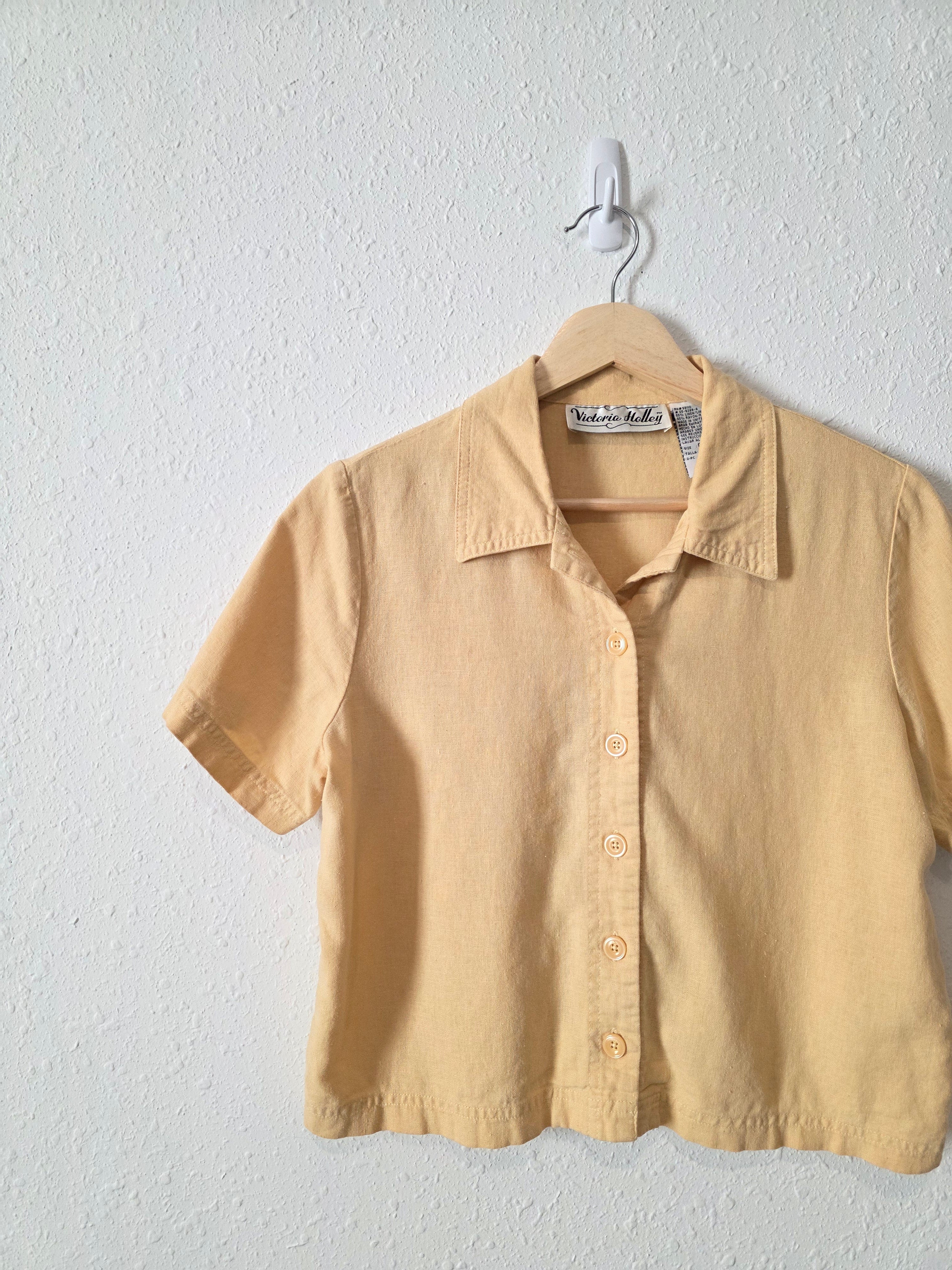 Vintage Butter Yellow Button Up (S)
