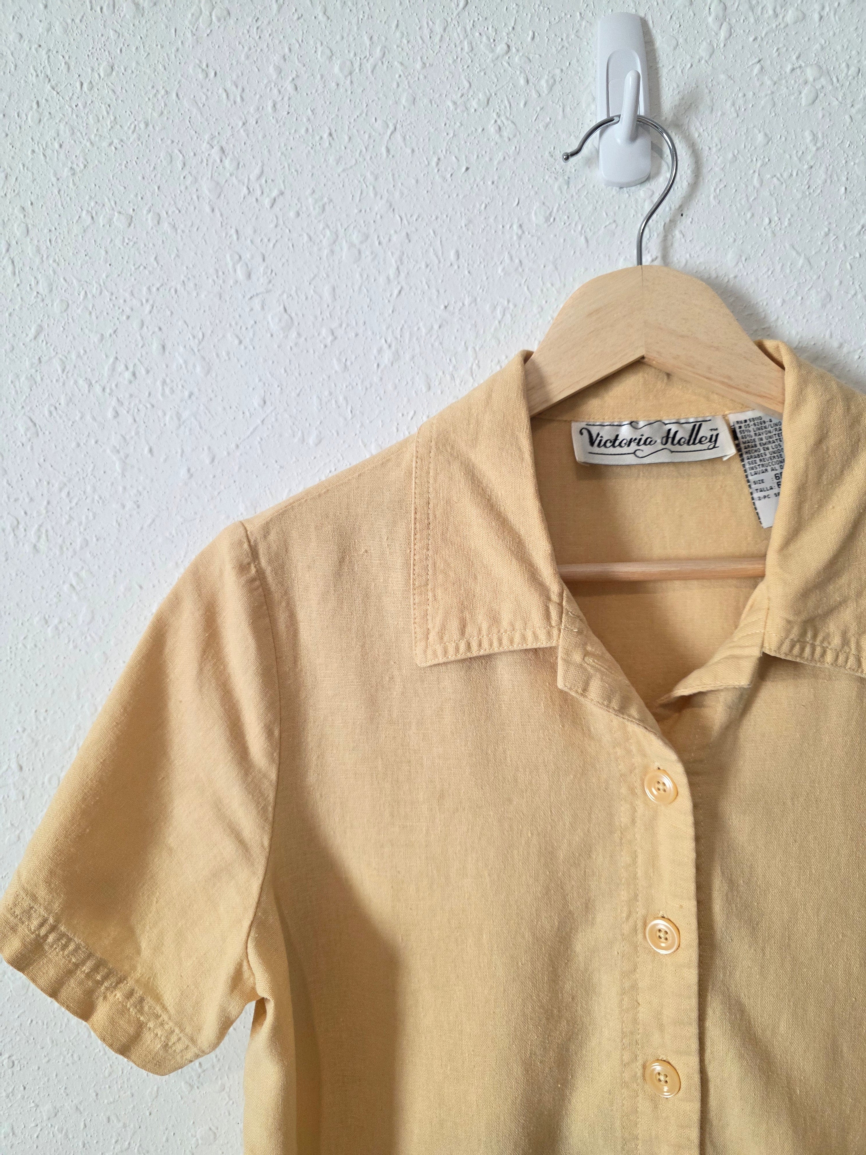 Vintage Butter Yellow Button Up (S)