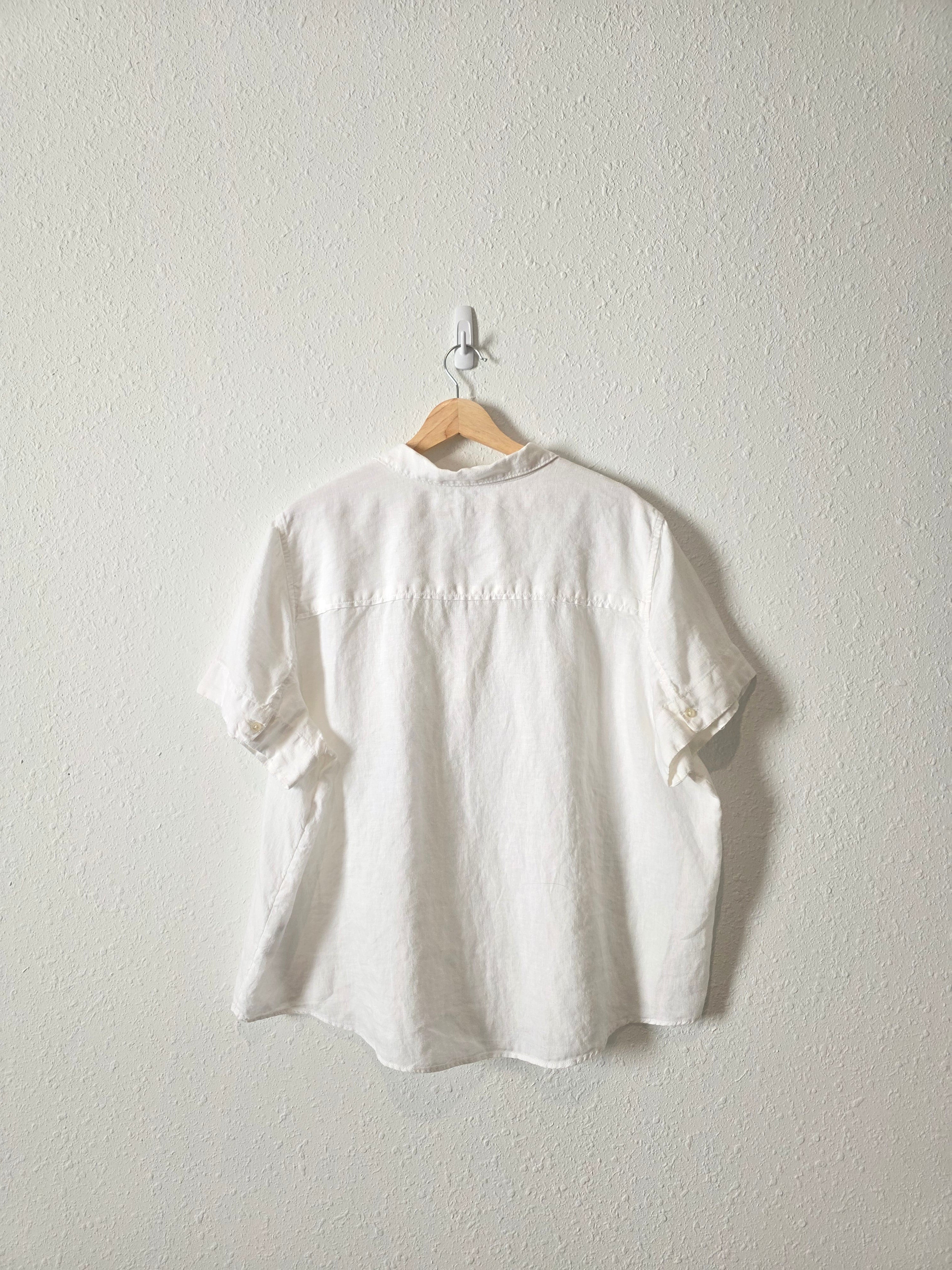 J.Crew White Linen V Neck (XXL)