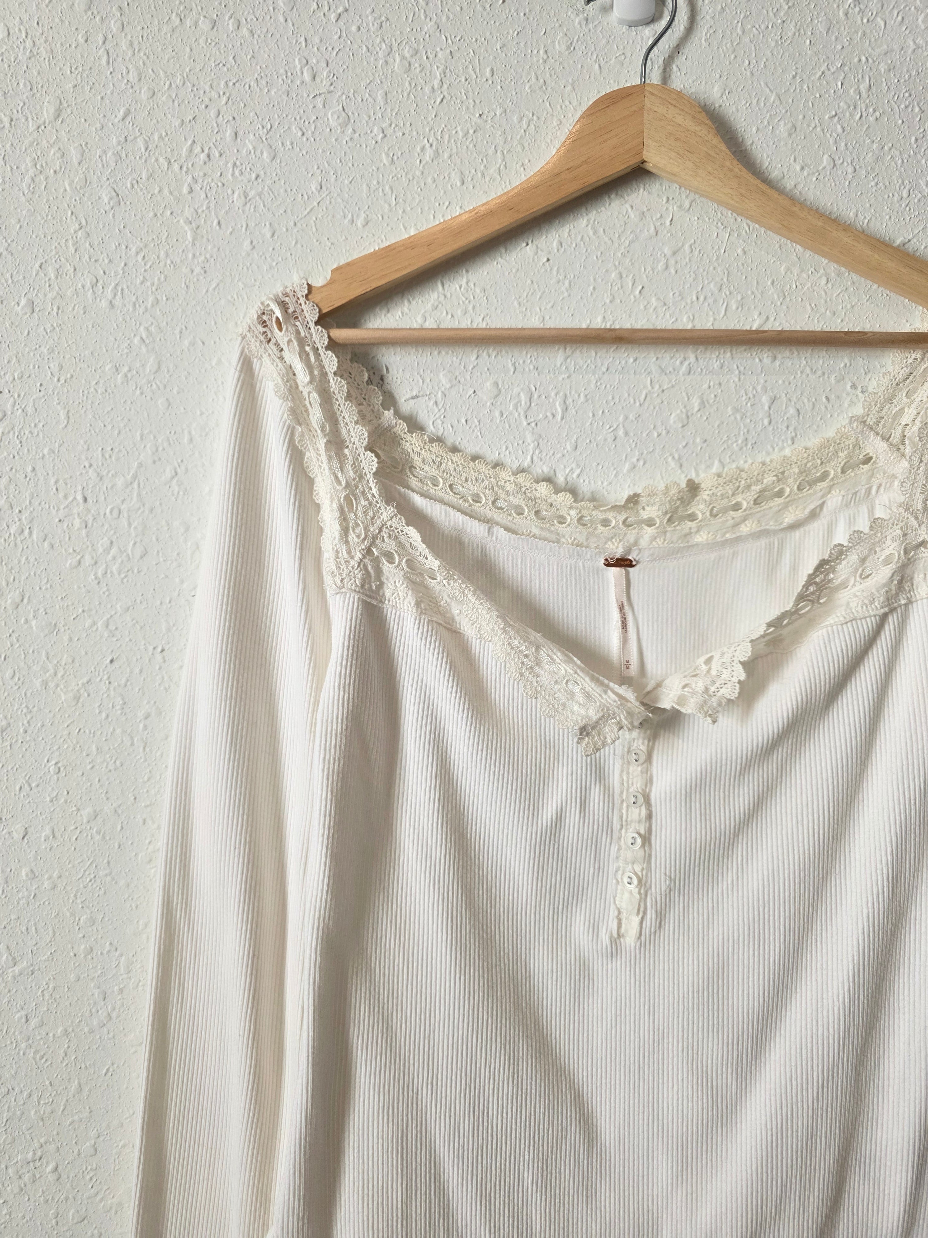 Free People Ribbed Lace Top (M)