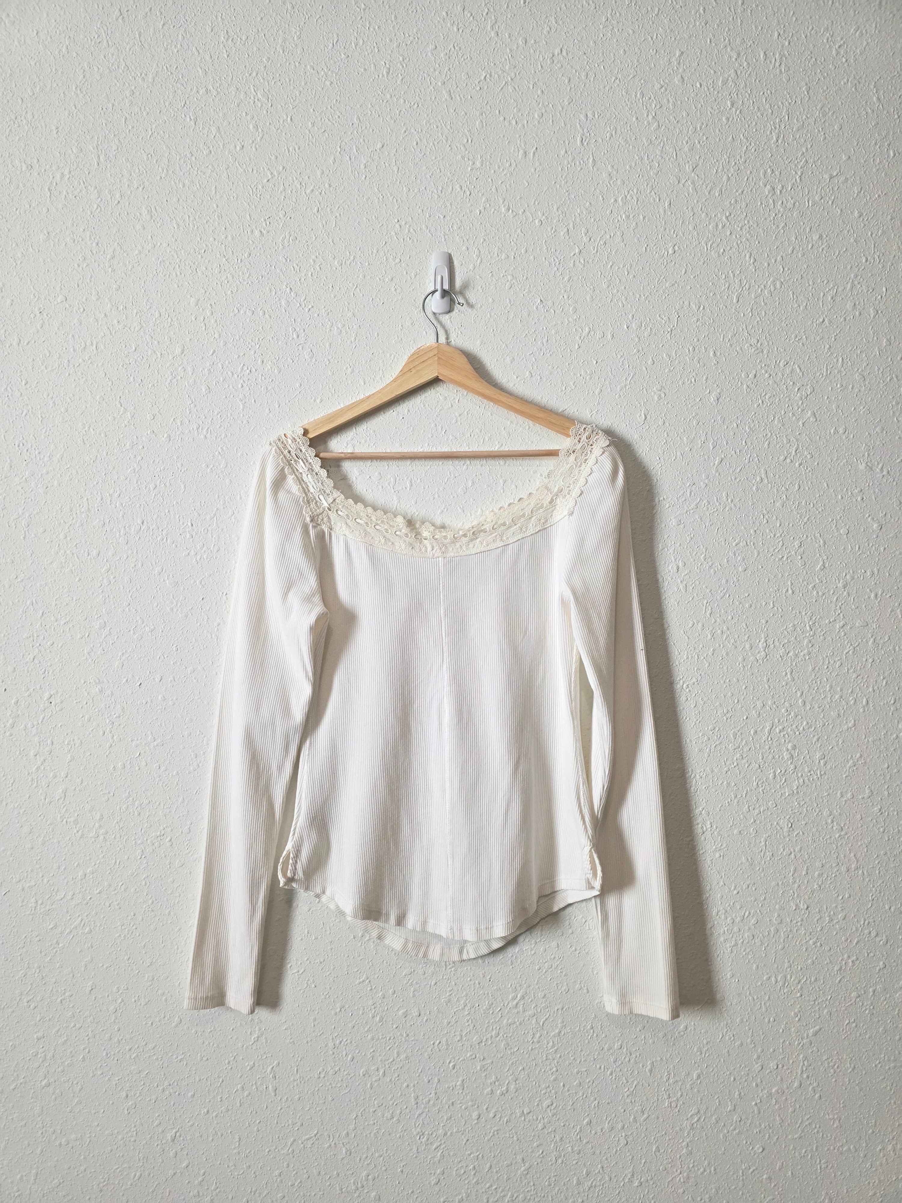Free People Ribbed Lace Top (M)