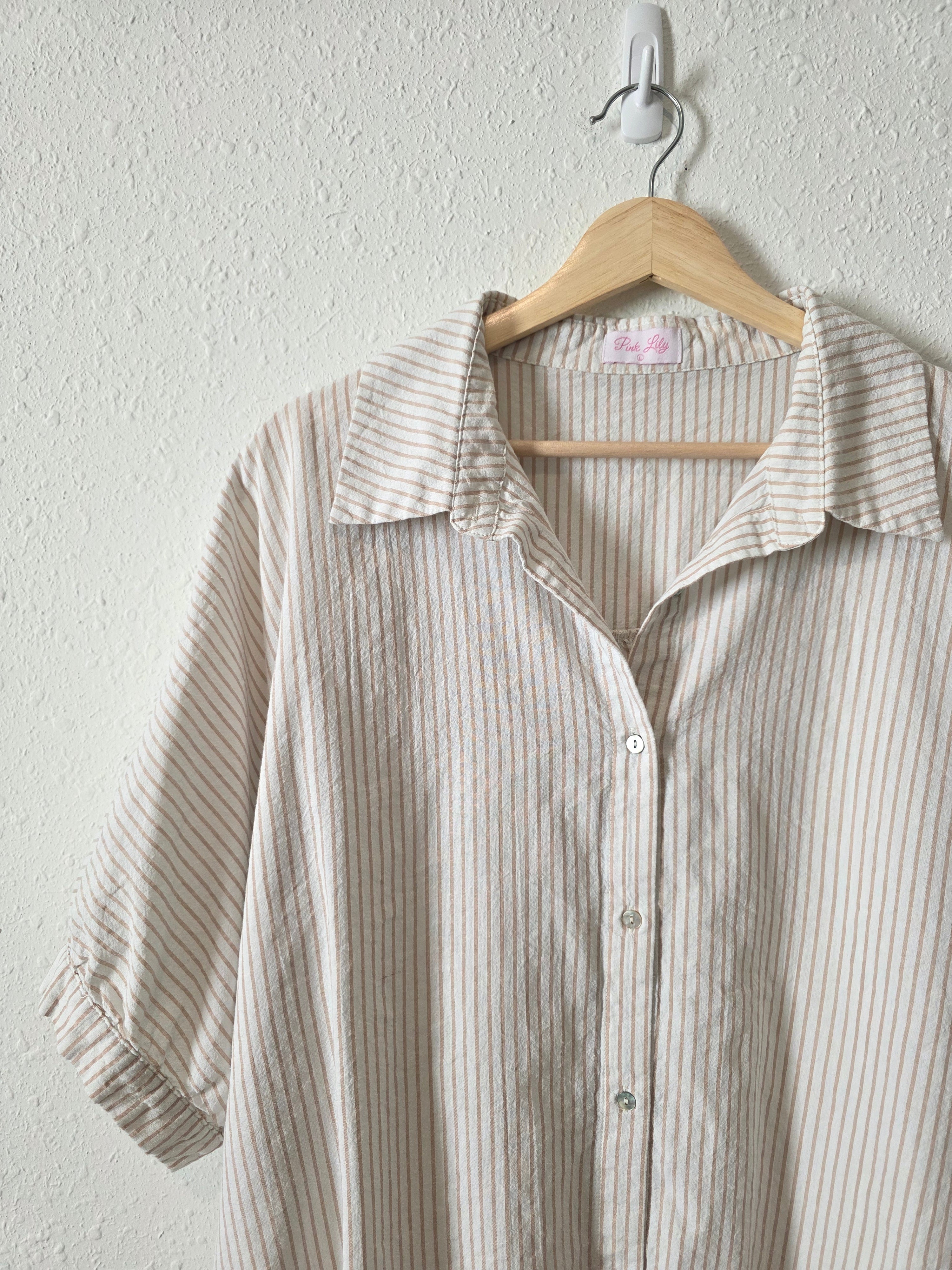 Pink Lily Oversized Striped Top (L)
