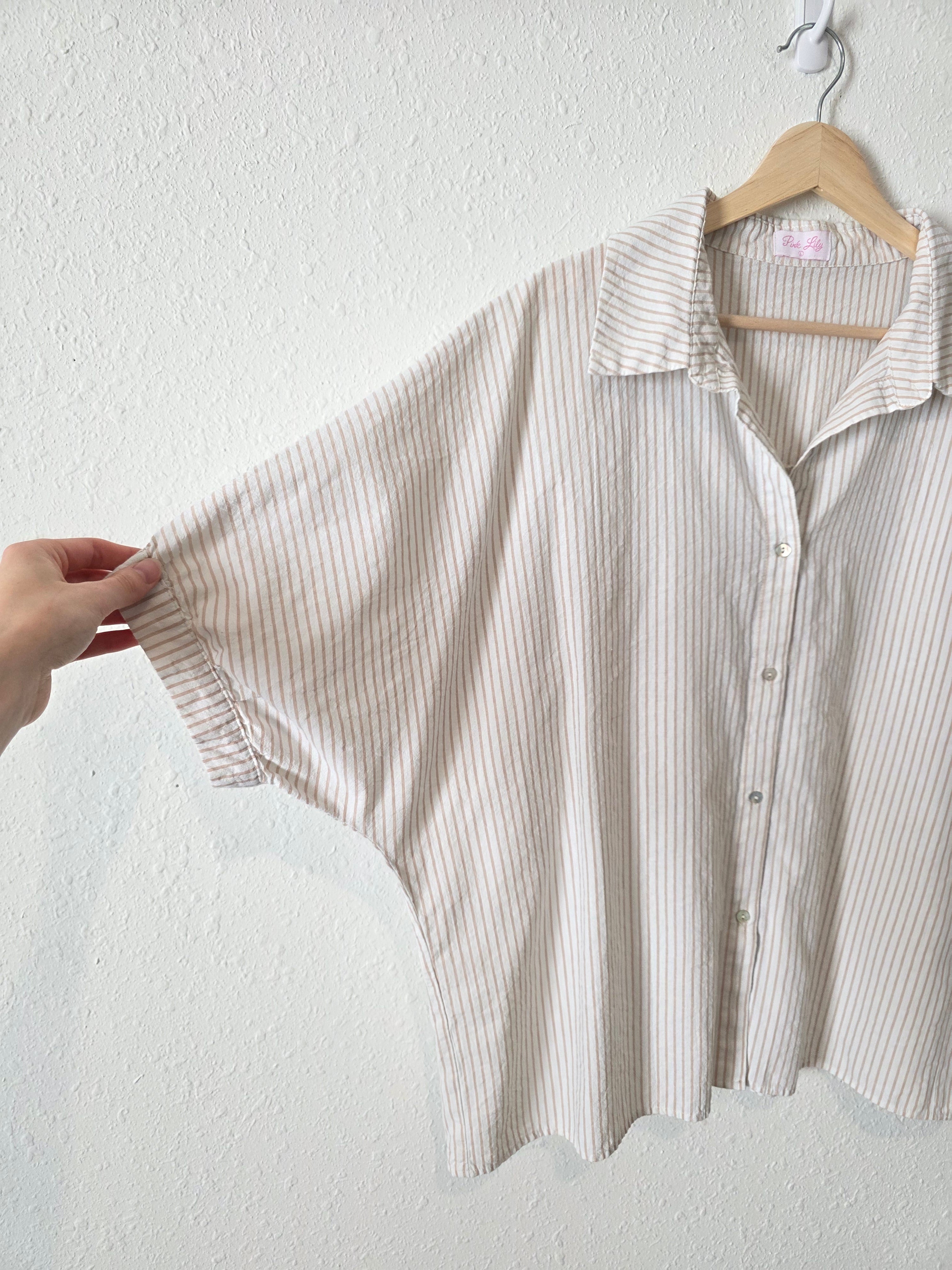 Pink Lily Oversized Striped Top (L)
