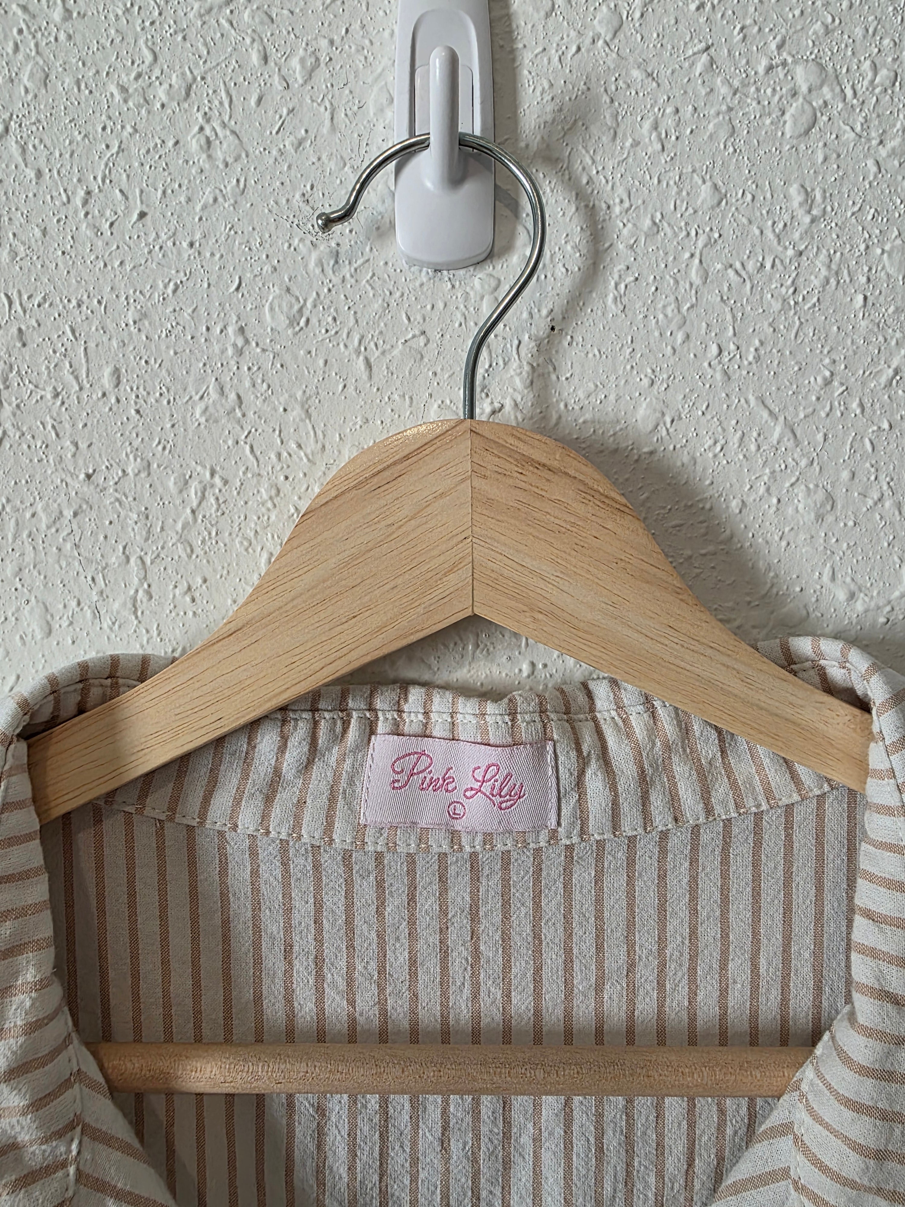 Pink Lily Oversized Striped Top (L)
