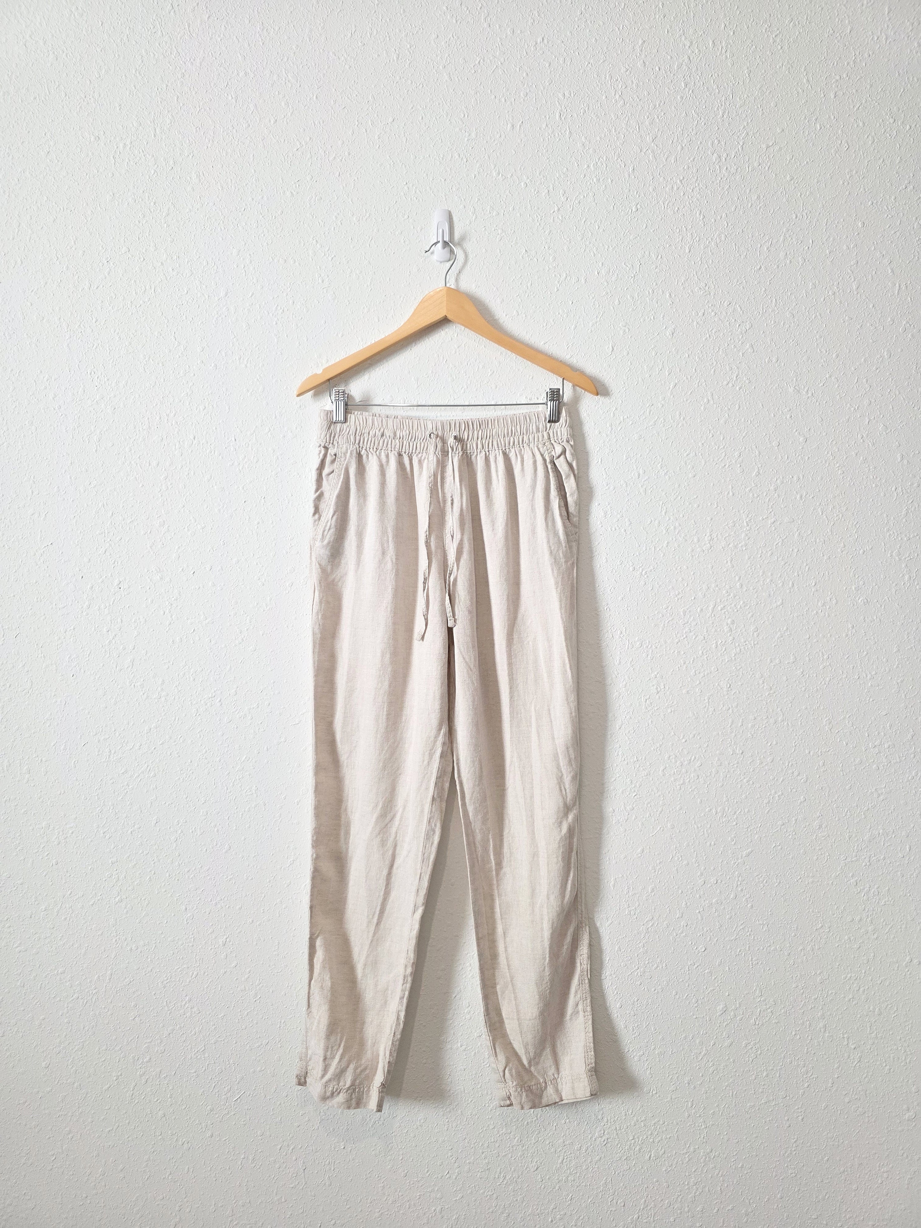 Neutral Linen Straight Pants (S)