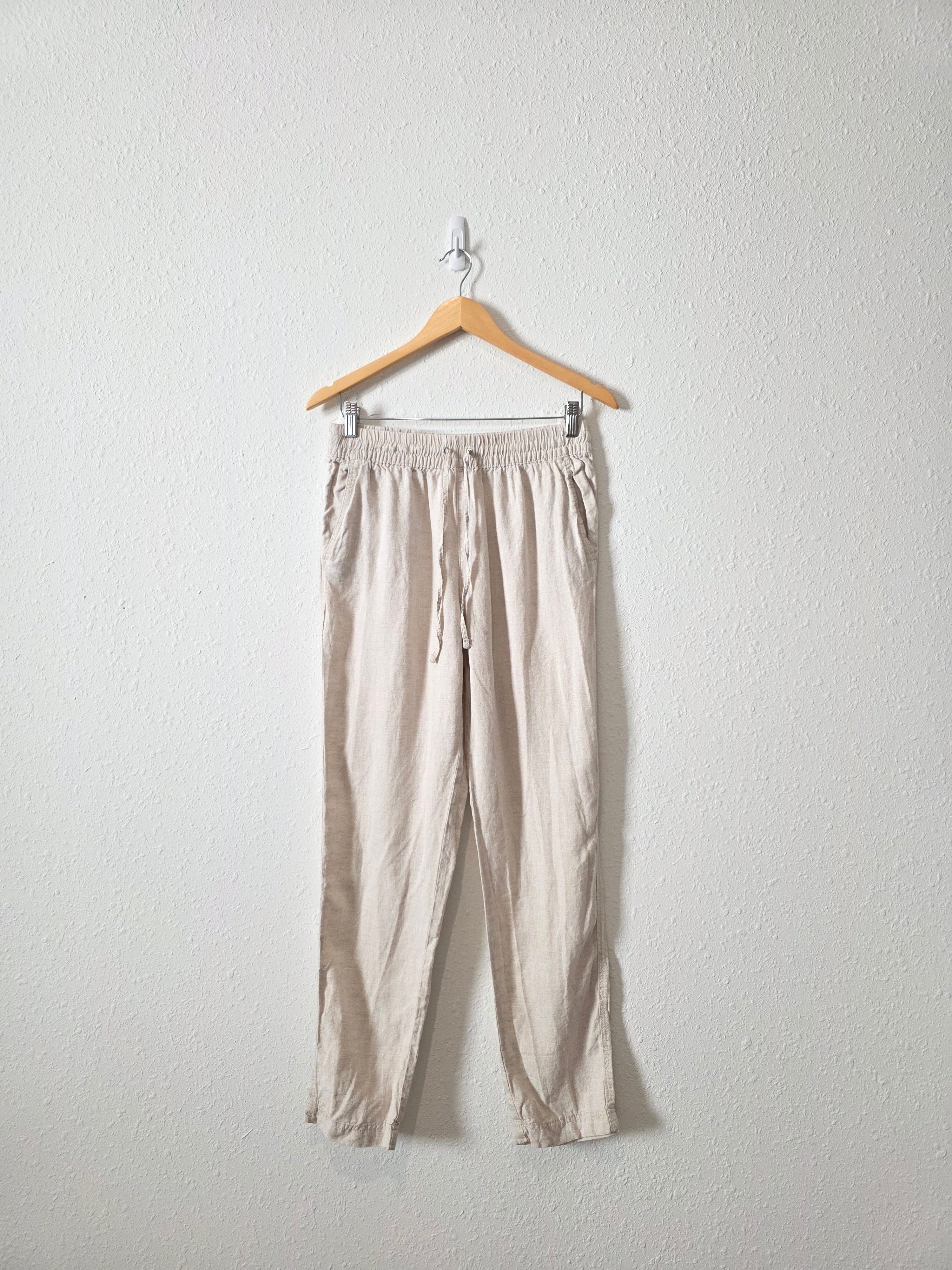 Neutral Linen Straight Pants (S)