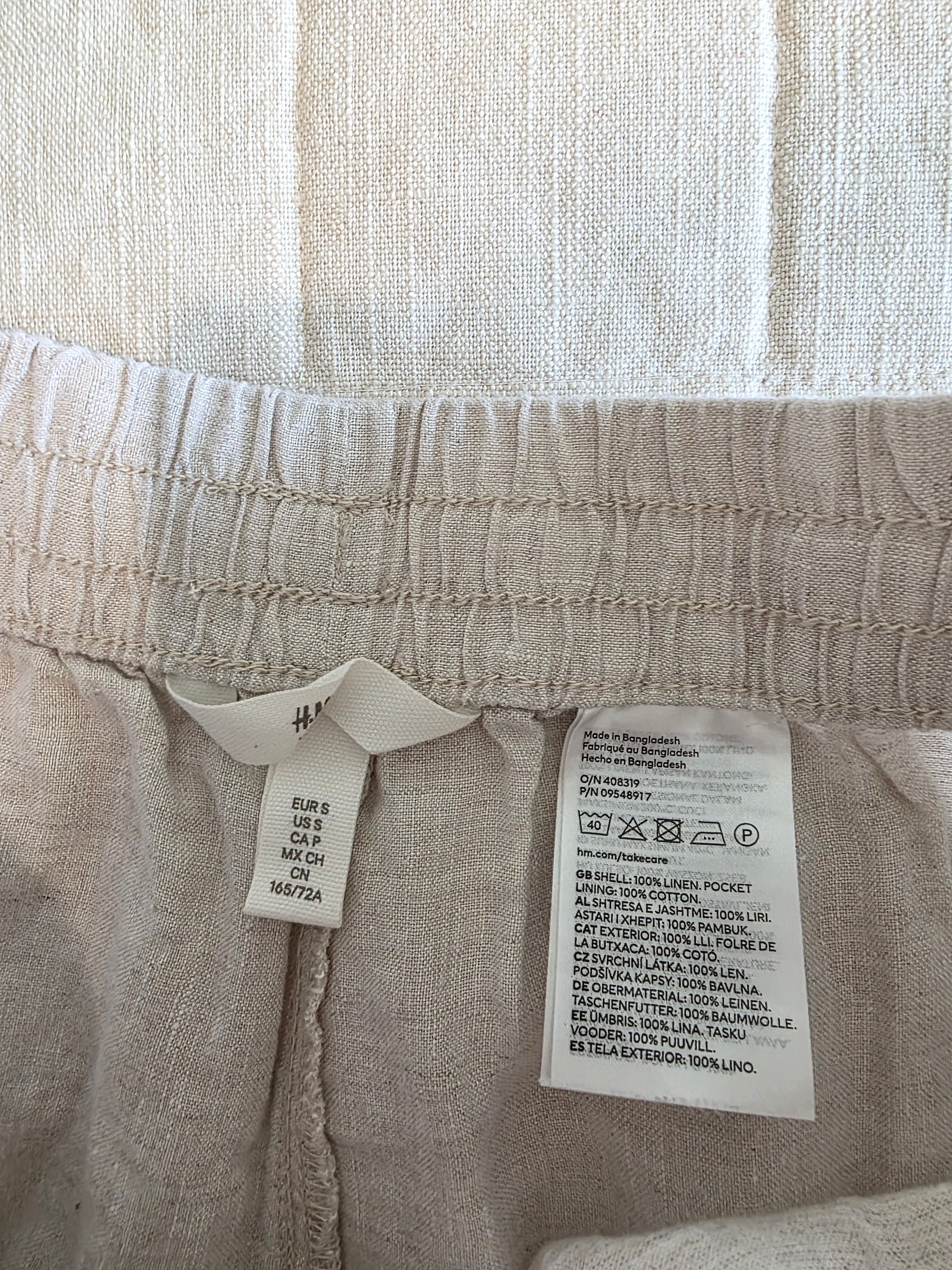 Neutral Linen Straight Pants (S)