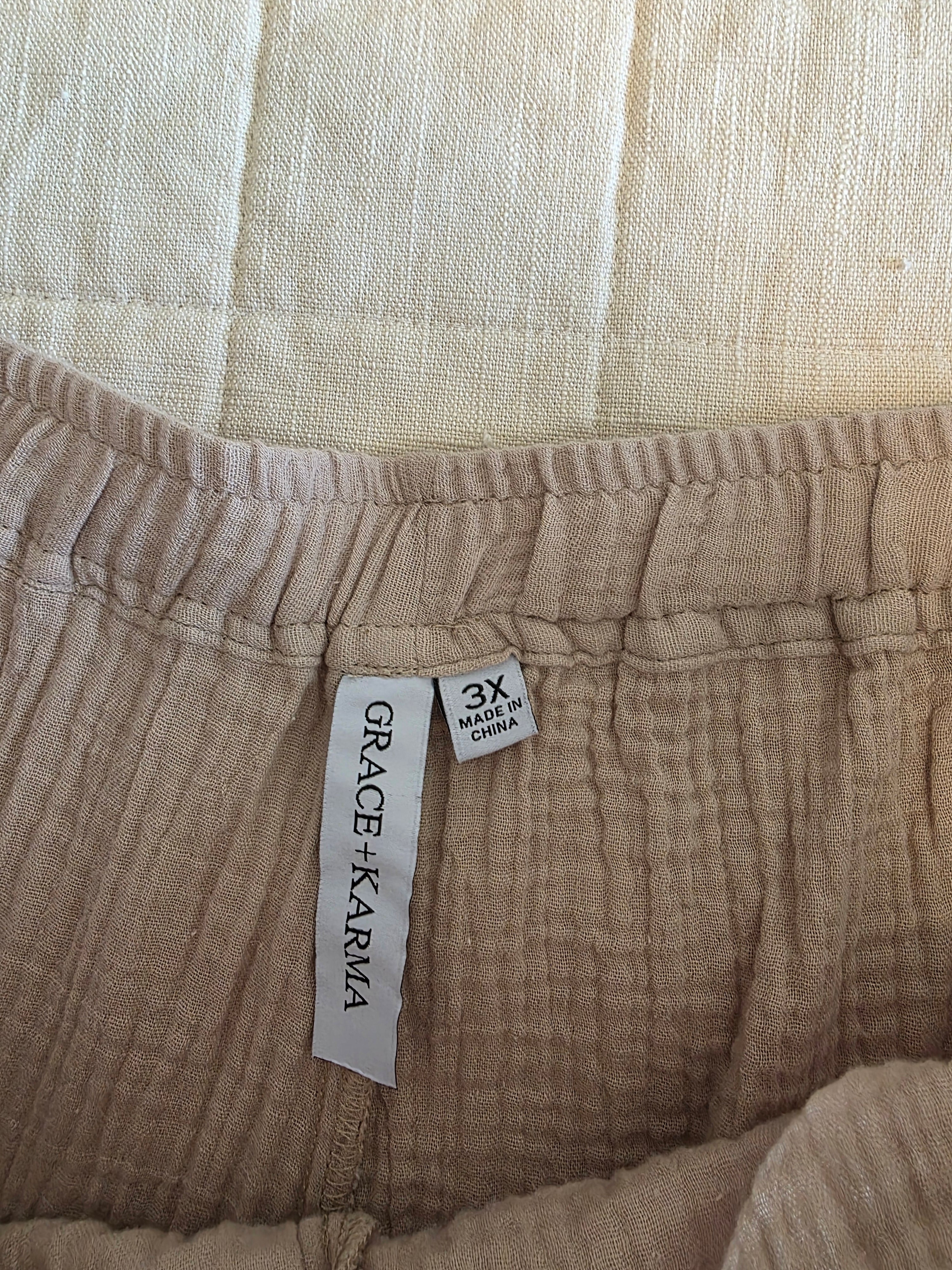 Cotton Gauze Wide Leg Pants (3X)