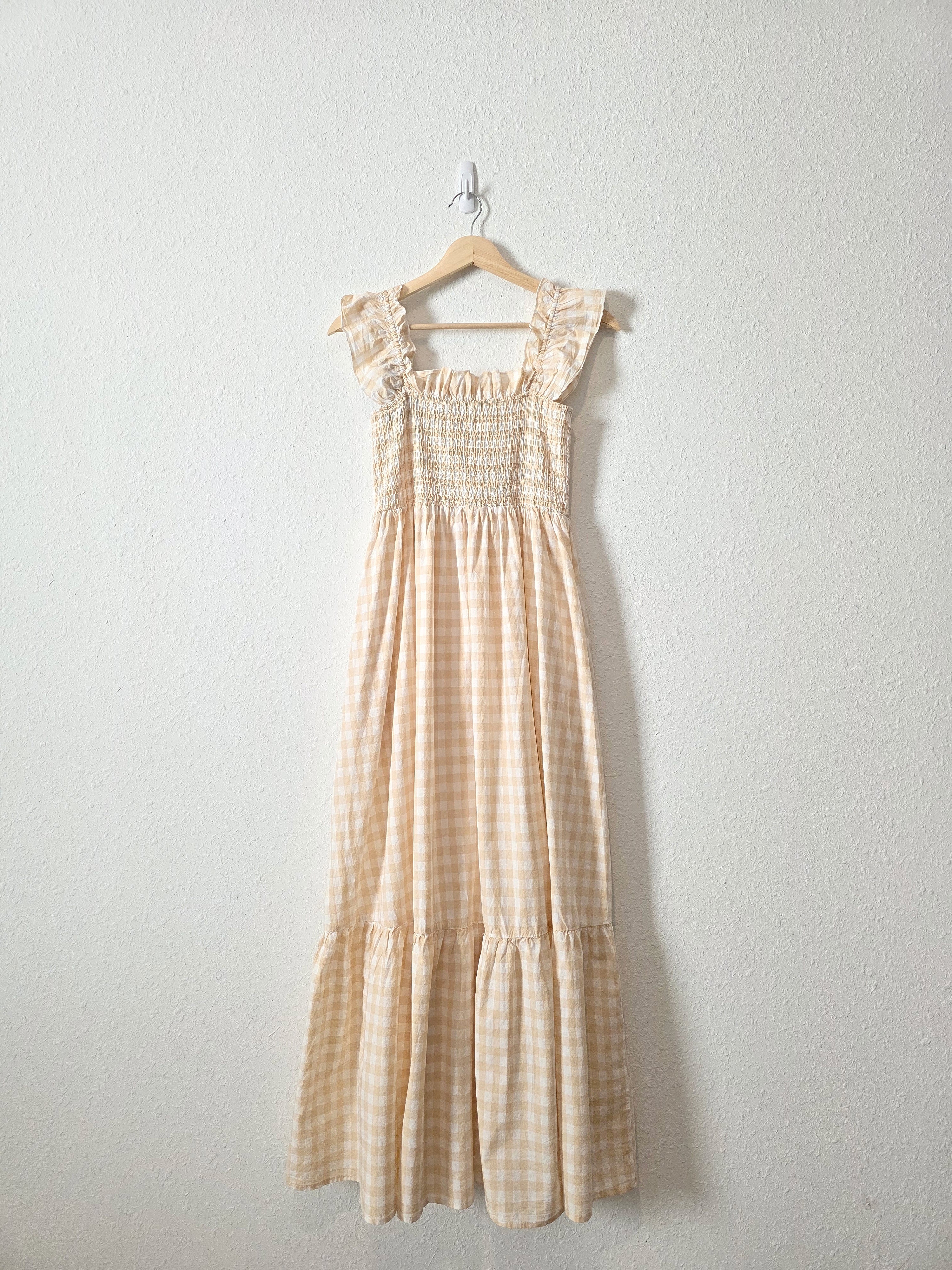 NEW Smocked Gingham Maxi Dress (L)