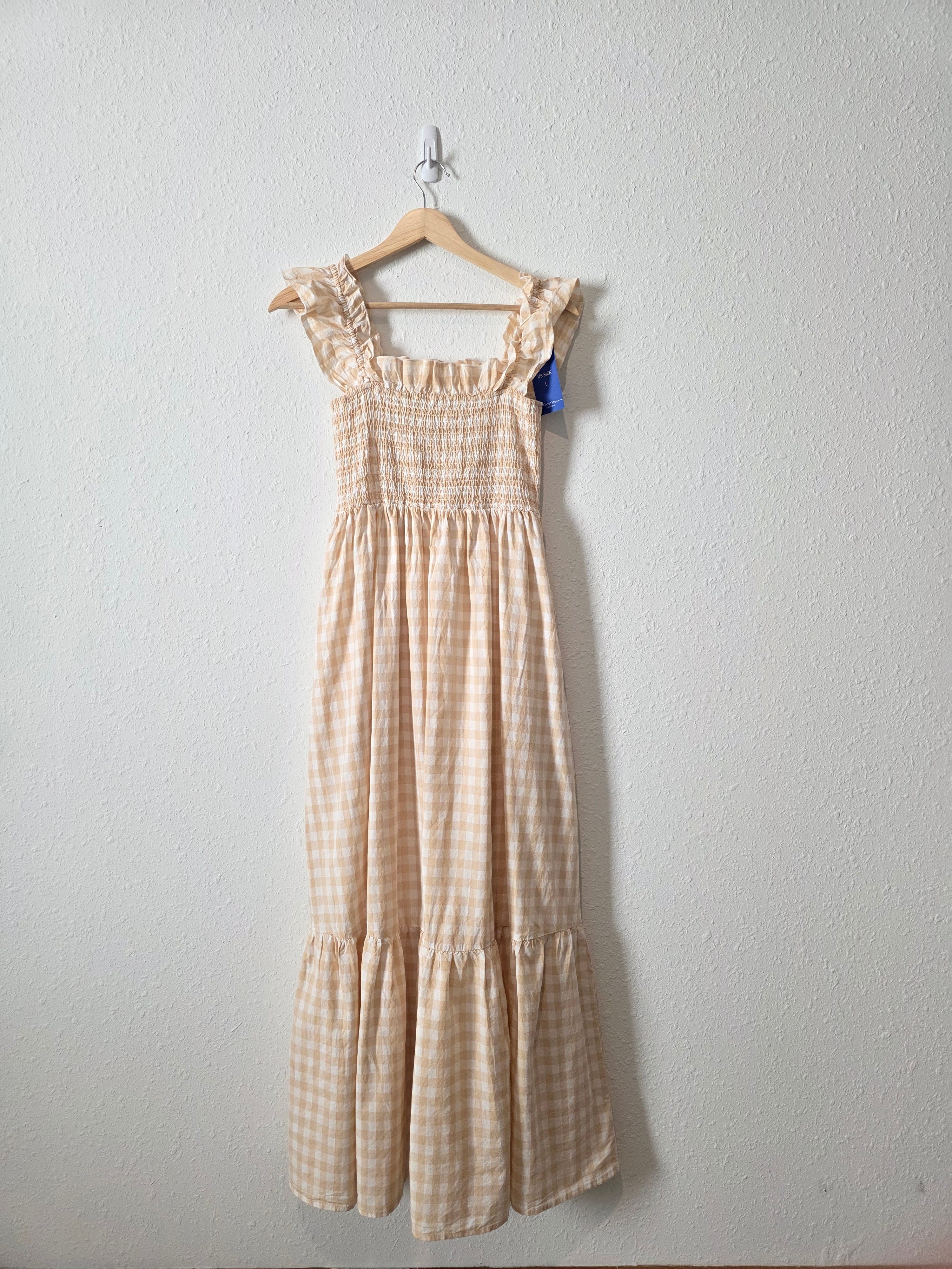 NEW Smocked Gingham Maxi Dress (L)