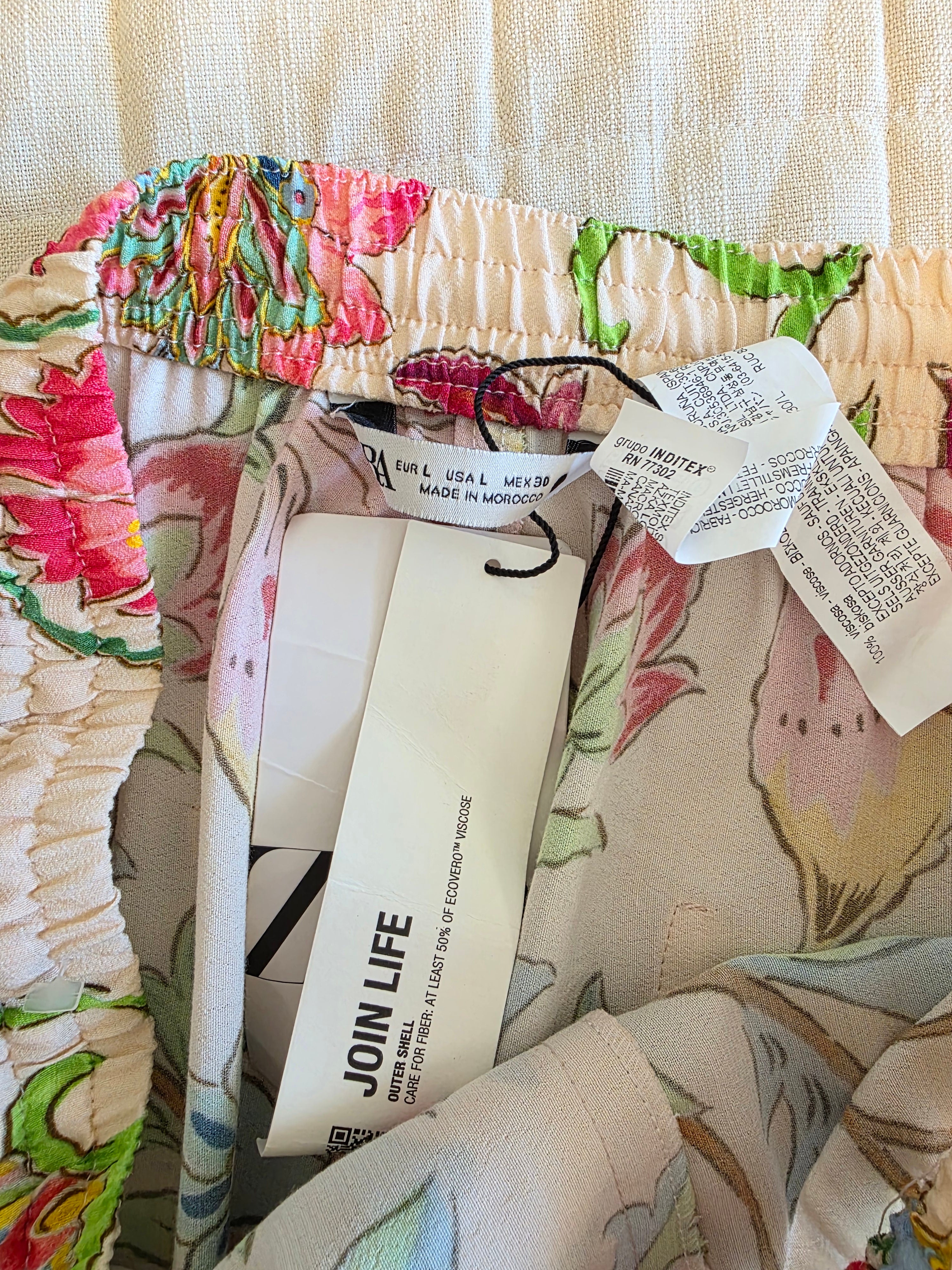 NEW Zara Colorful Wide Leg Pants (L)