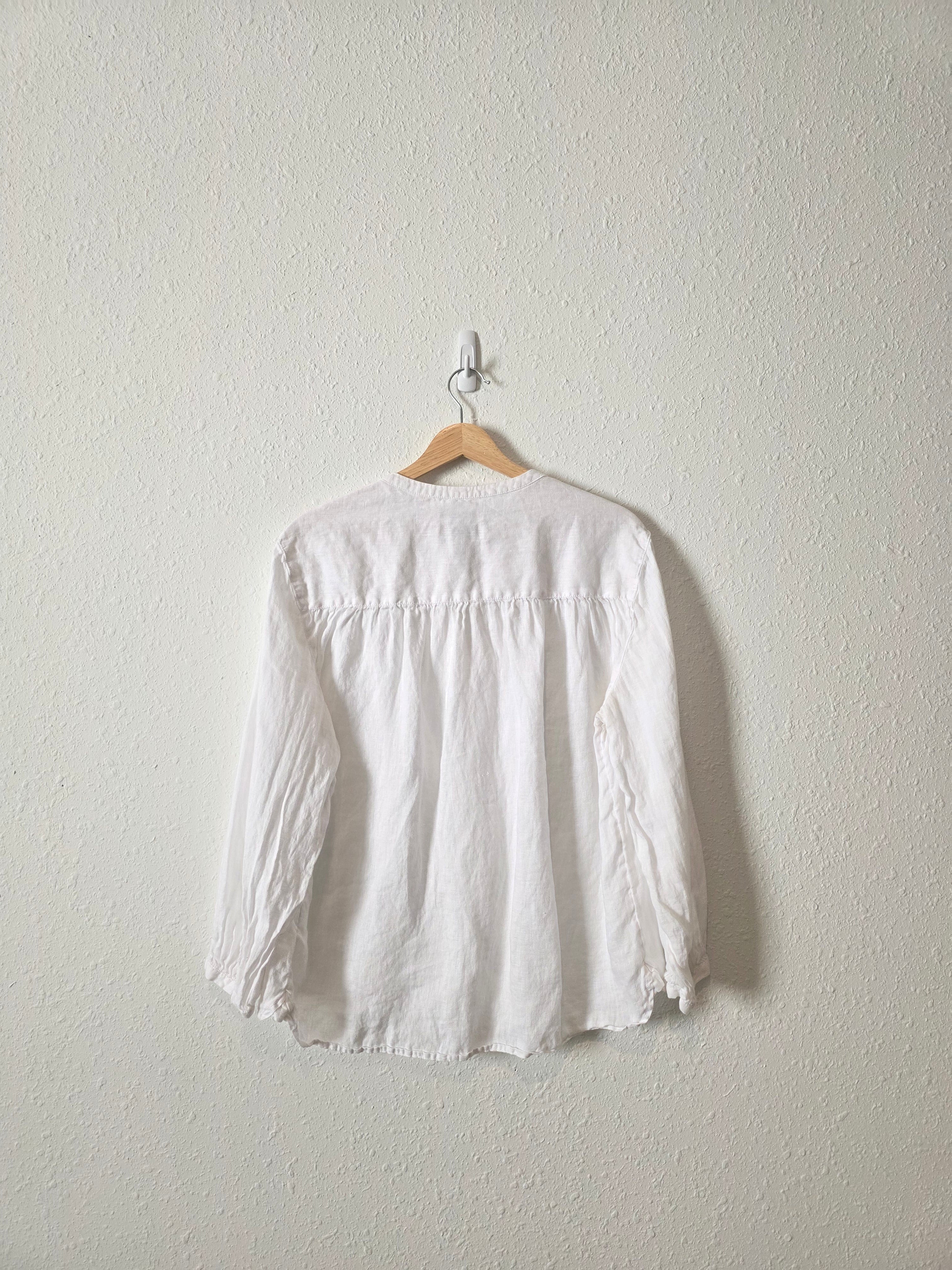 White Linen Button Up Blouse (L)