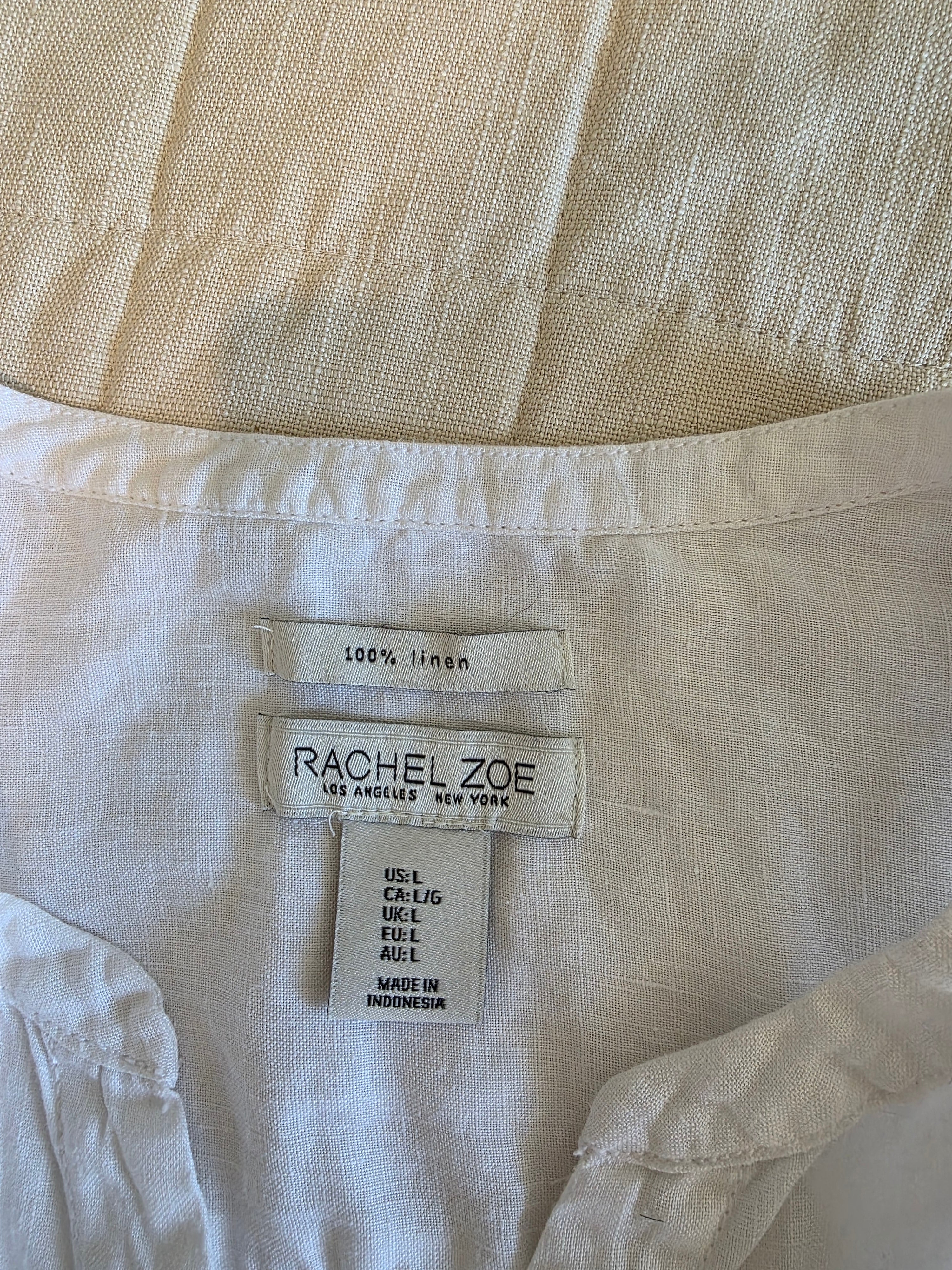 White Linen Button Up Blouse (L)