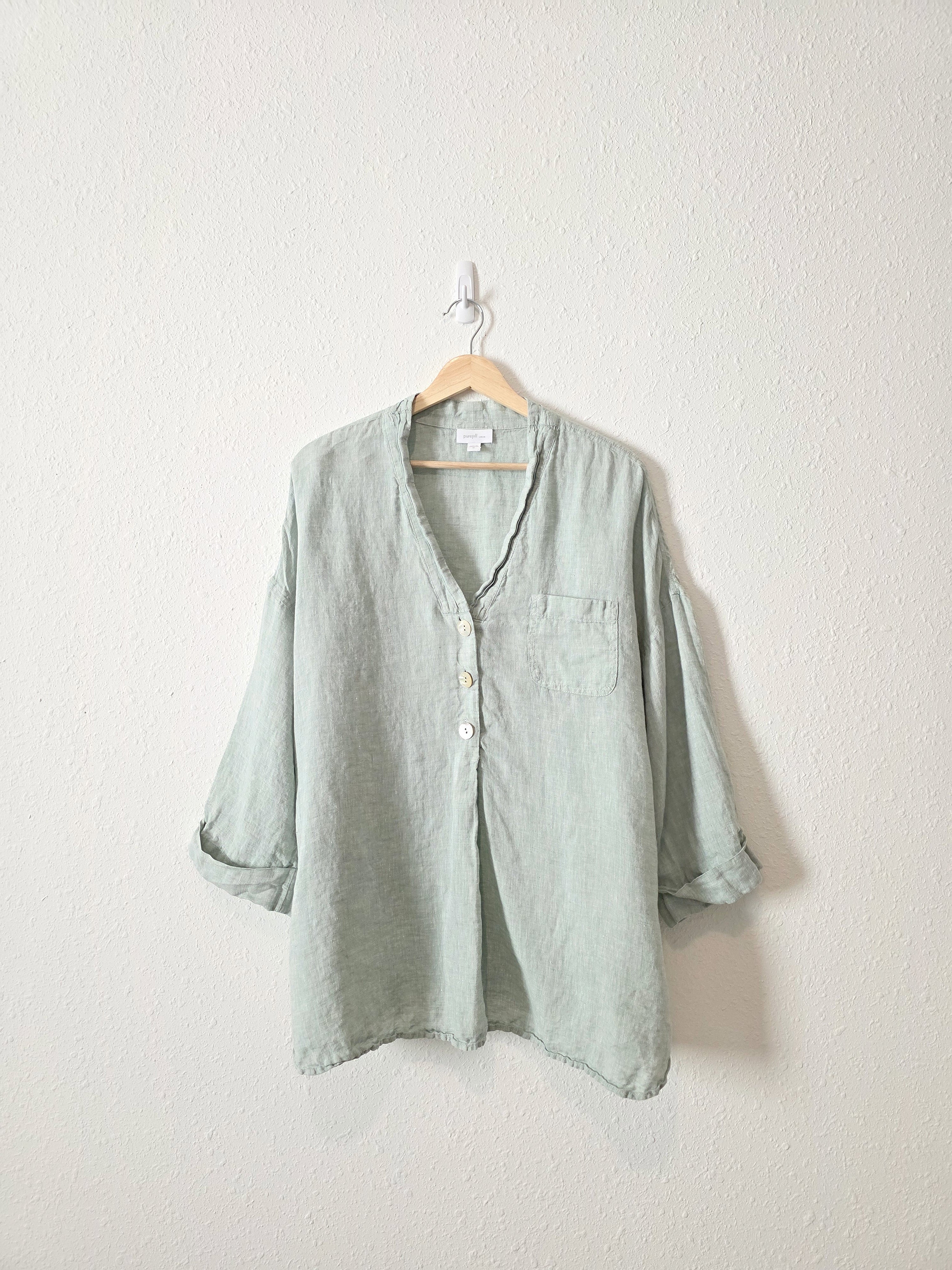 Oversized Linen Tunic Top (XL)