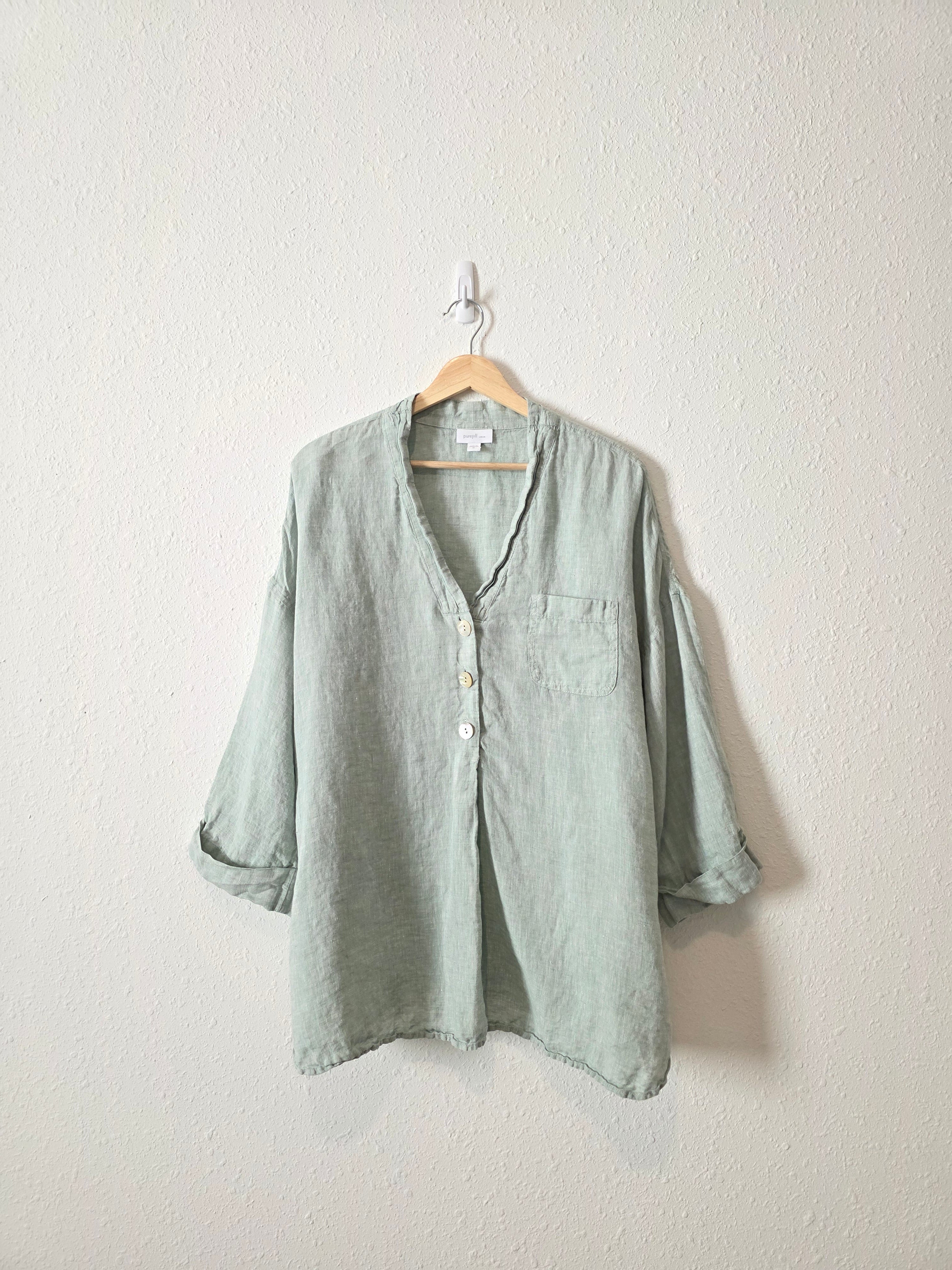 Oversized Linen Tunic Top (XL)