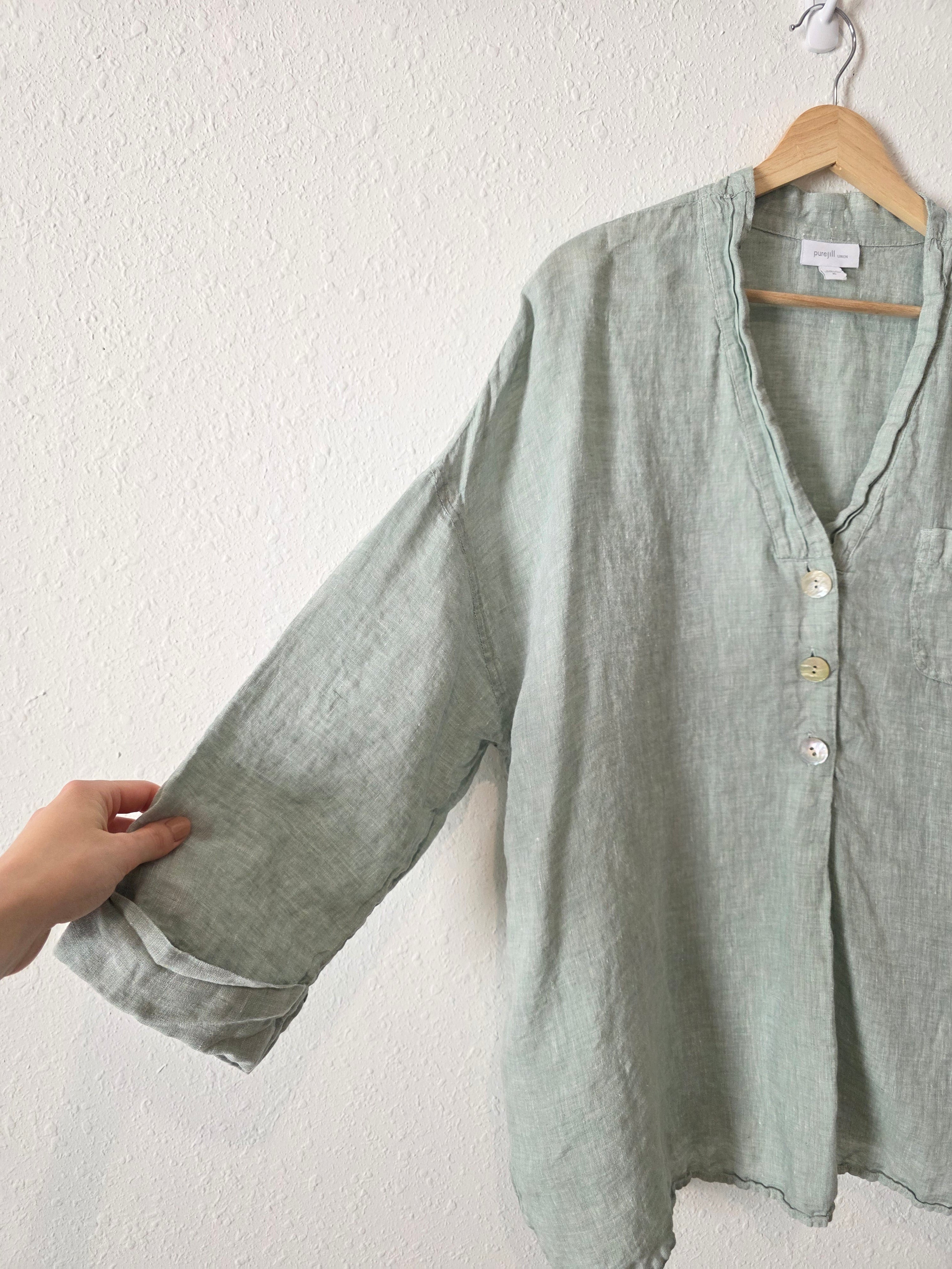 Oversized Linen Tunic Top (XL)