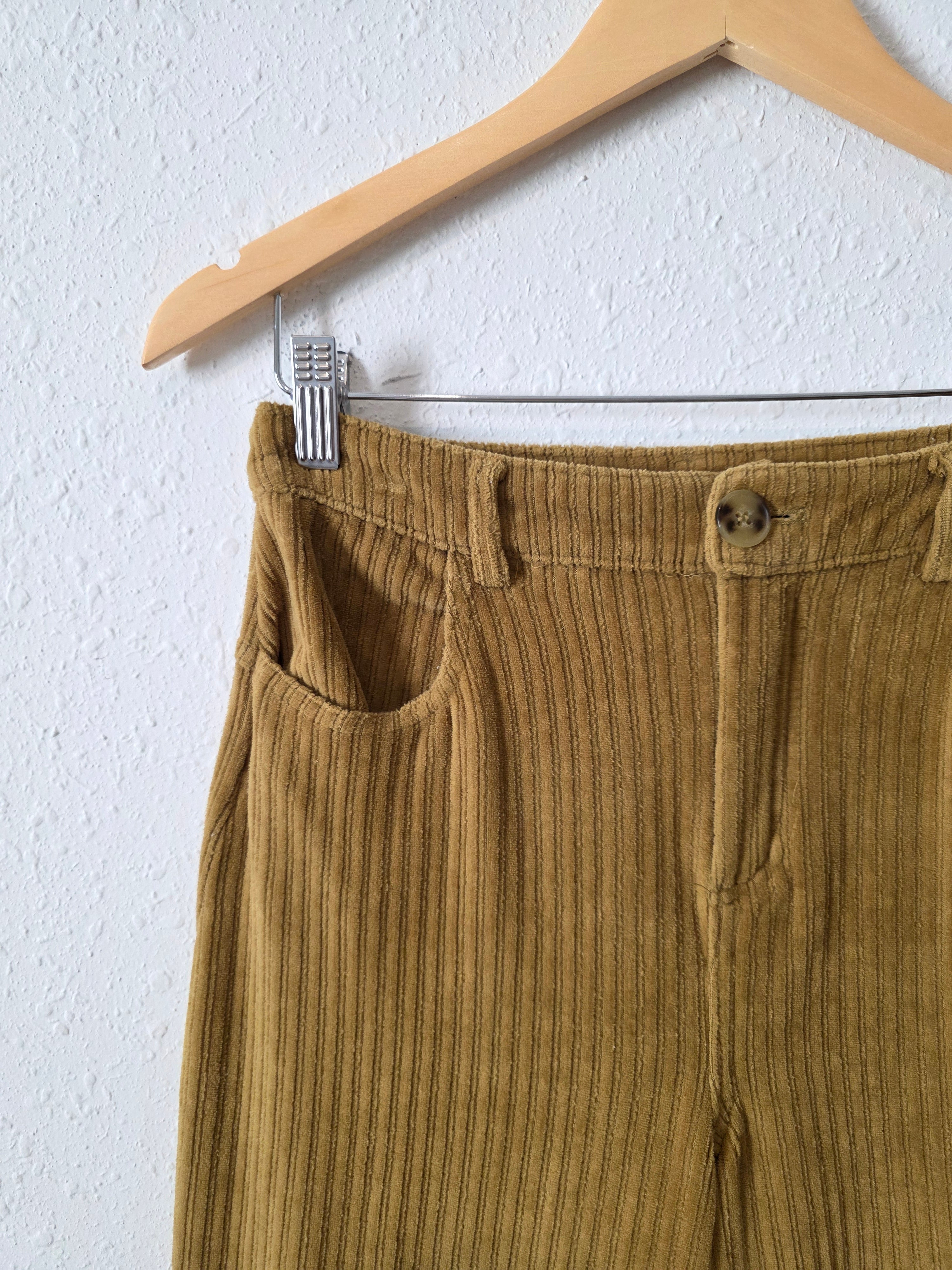 Chartreuse Cord Wide Leg Pants (S)