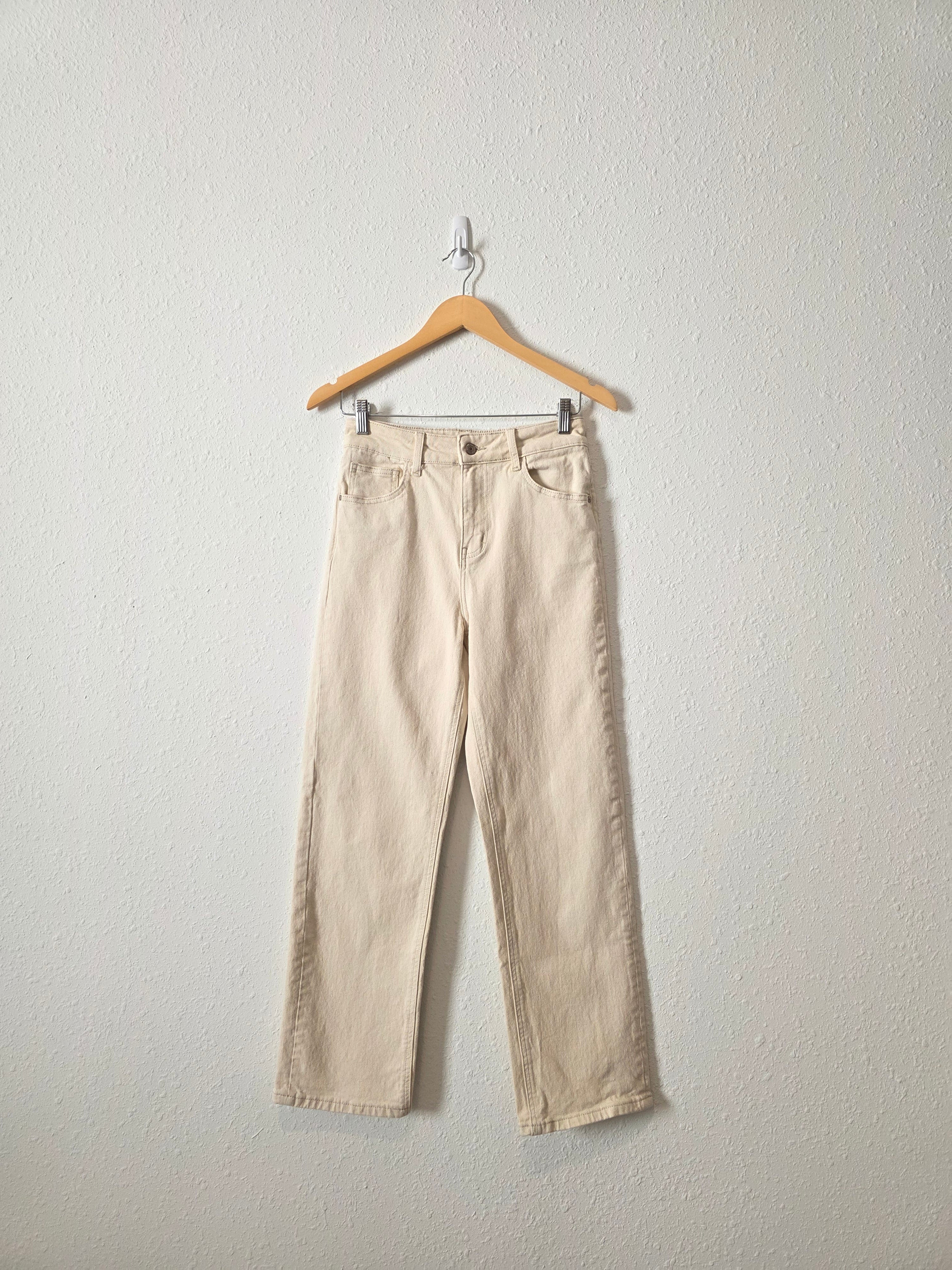 Ecru Relaxed Straight Jeans (S)