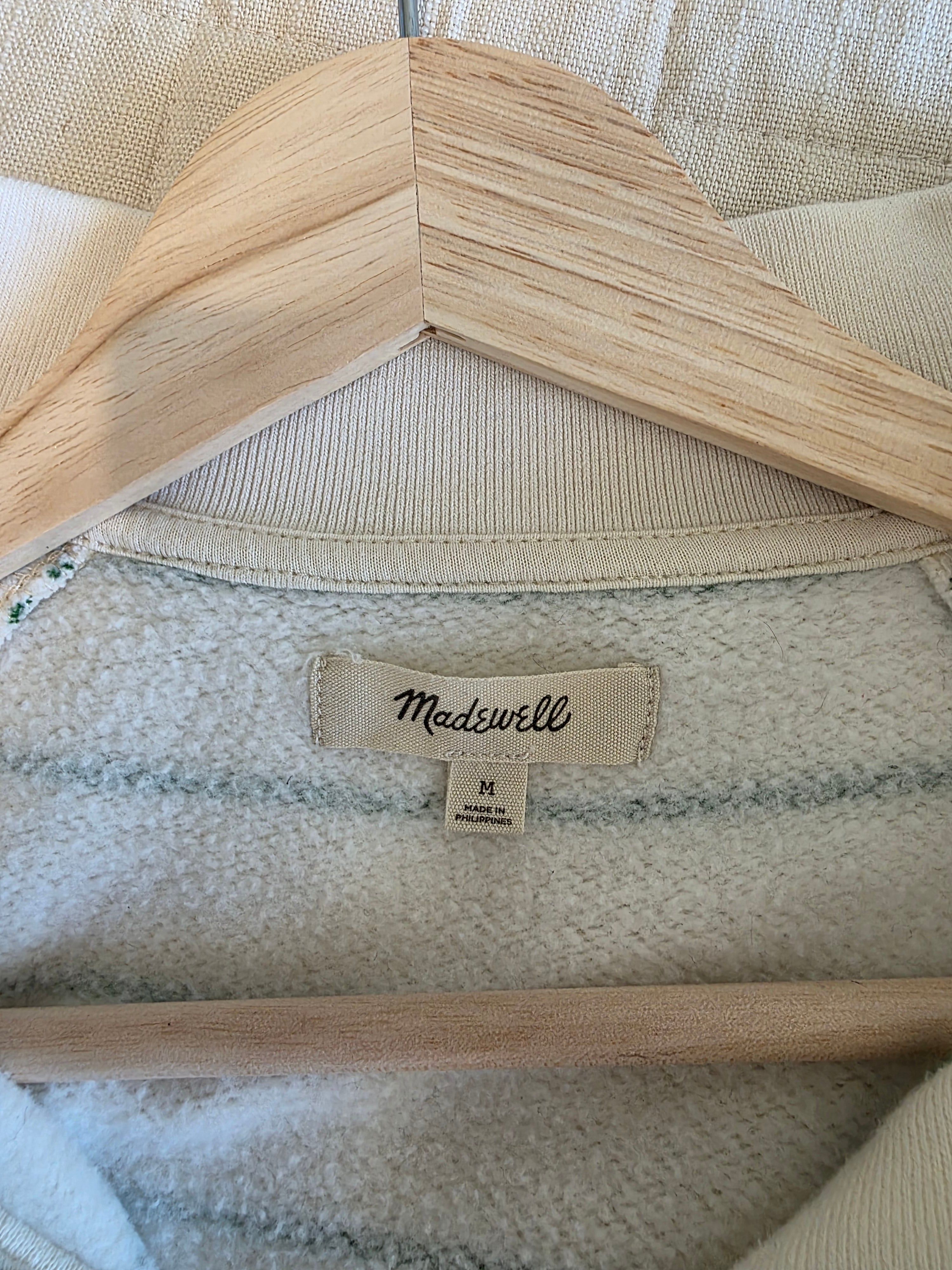 Madewell Green Striped Polo Sweatshirt (M)