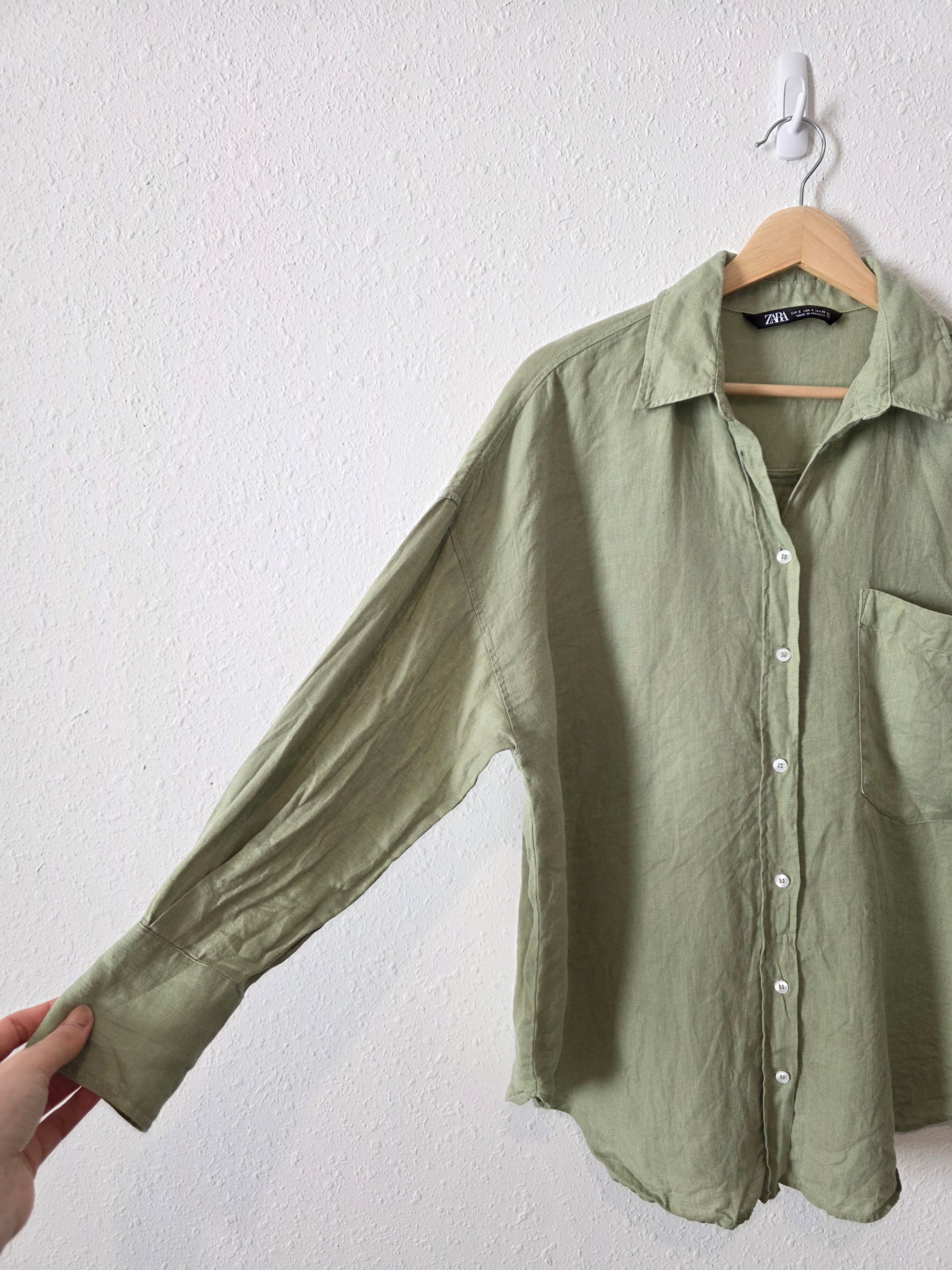 Zara Oversized Linen Button Up (S)