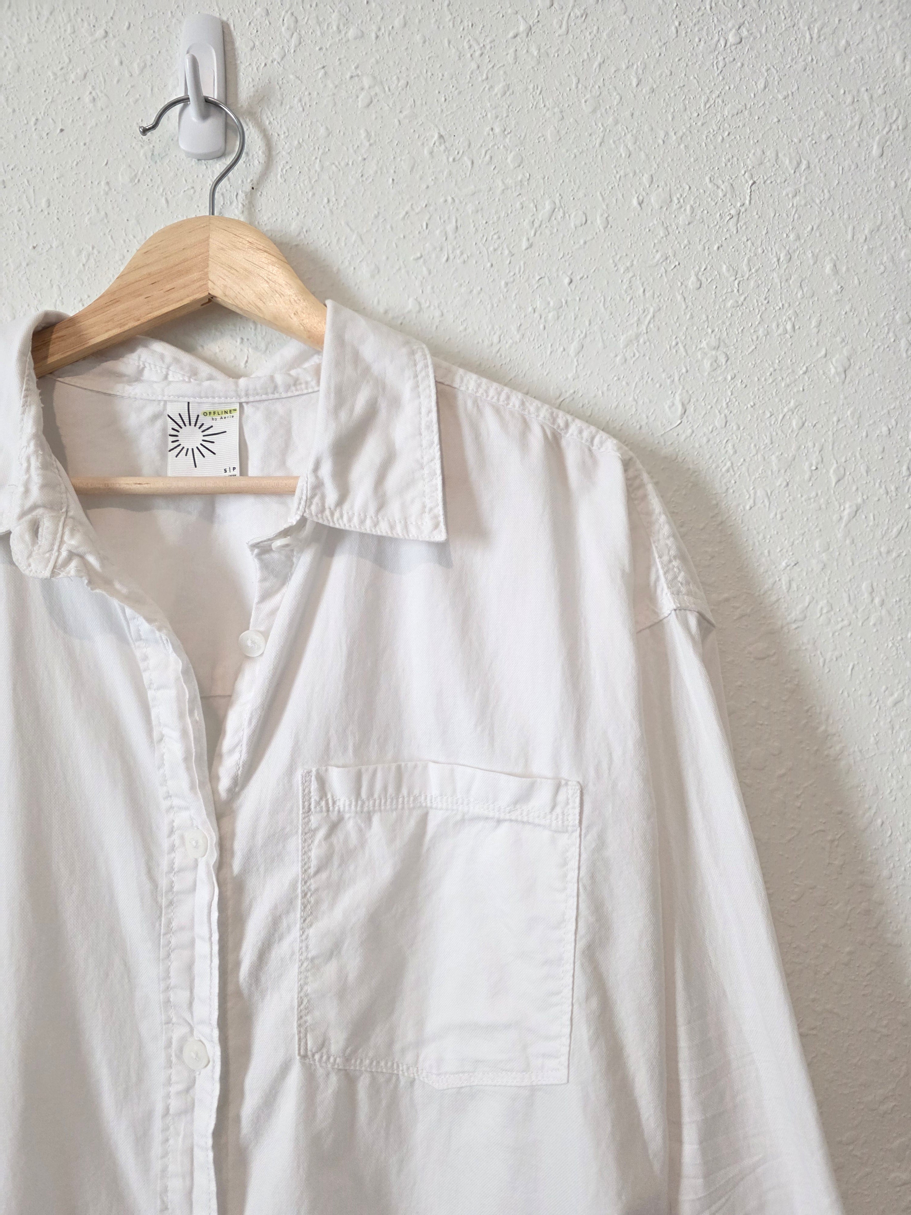 Aerie White Button Up Shirt (S)