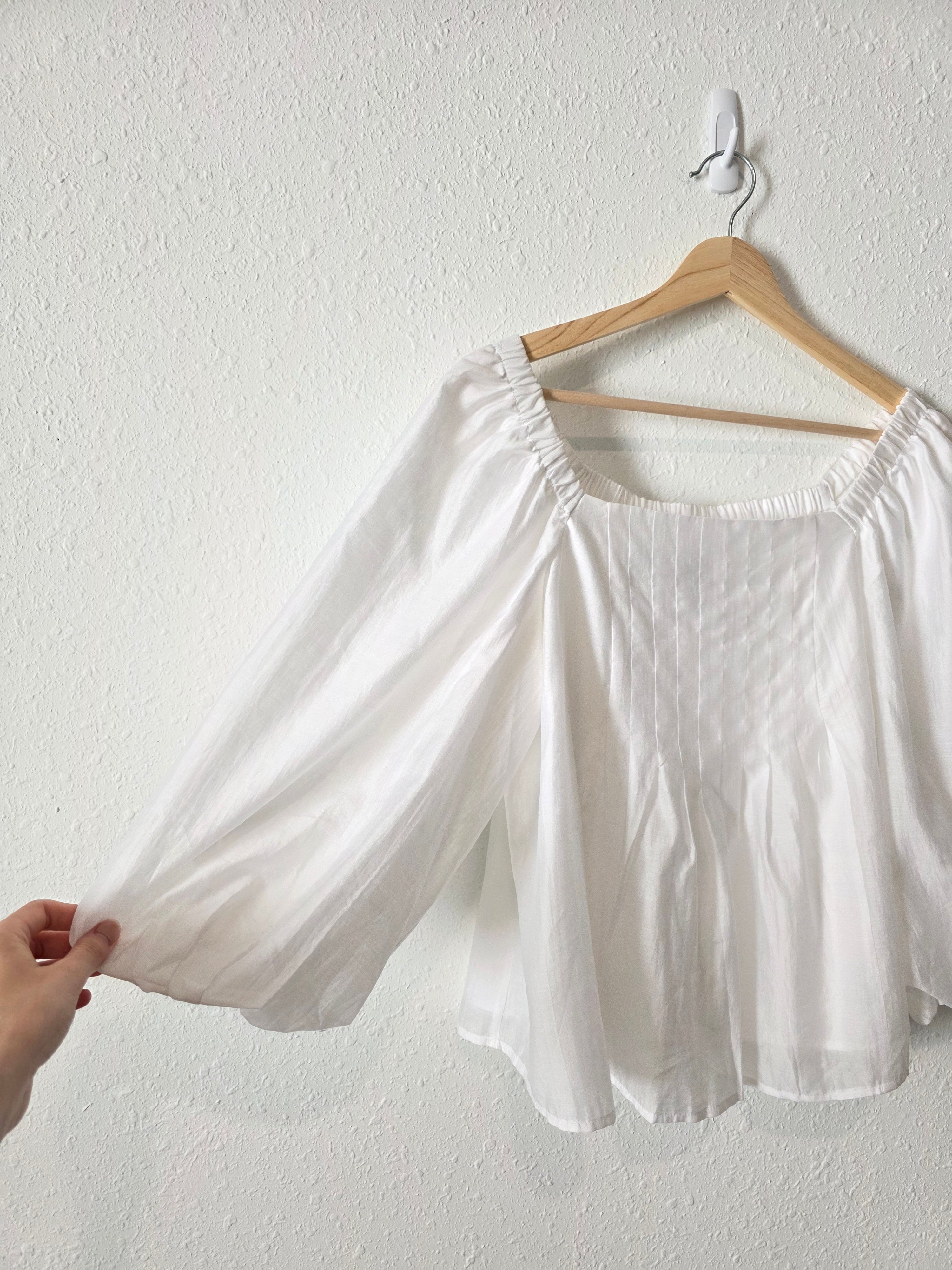 White Puff Sleeve Blouse (S)