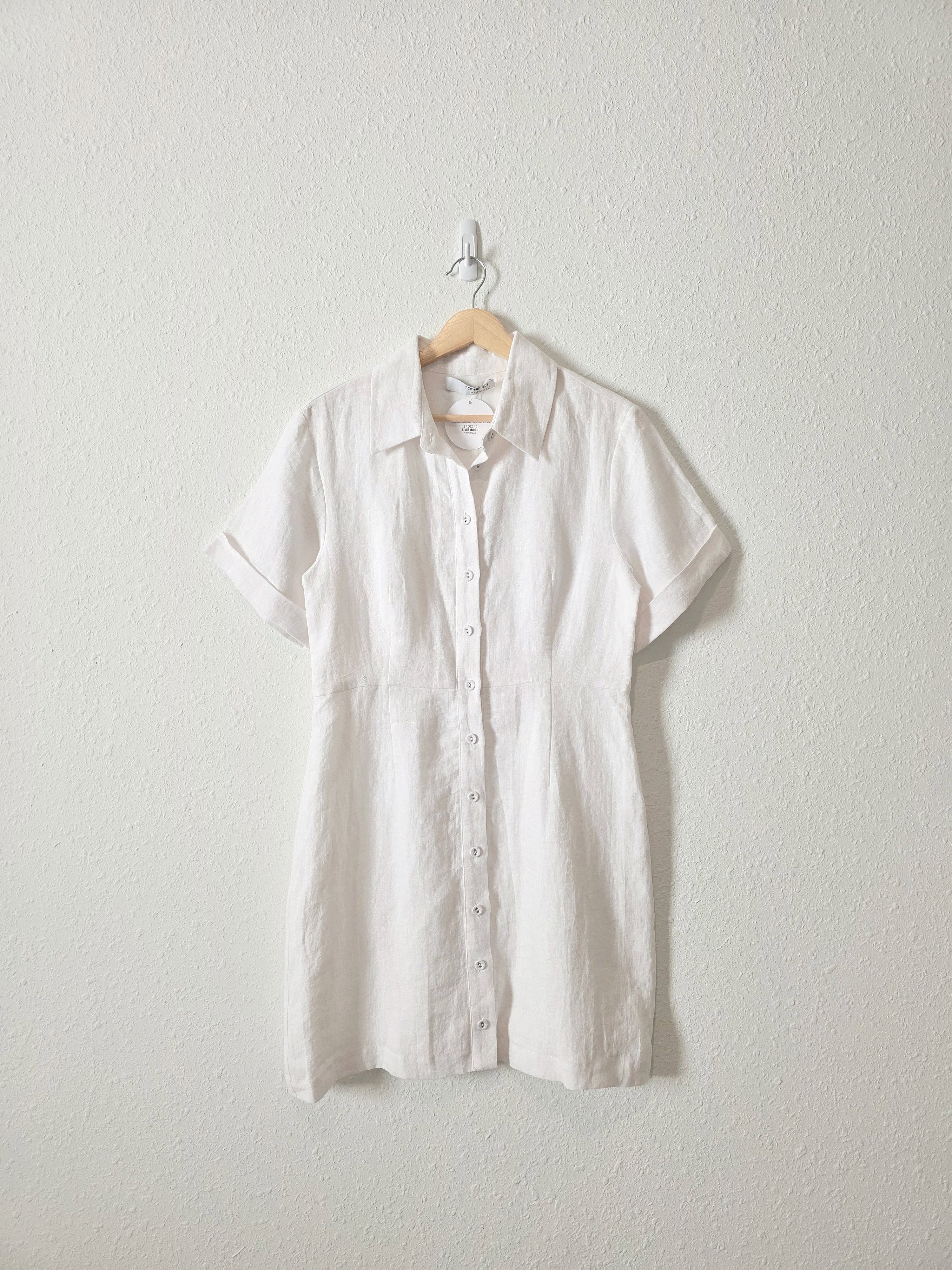 NEW White Linen Mini Dress (M)