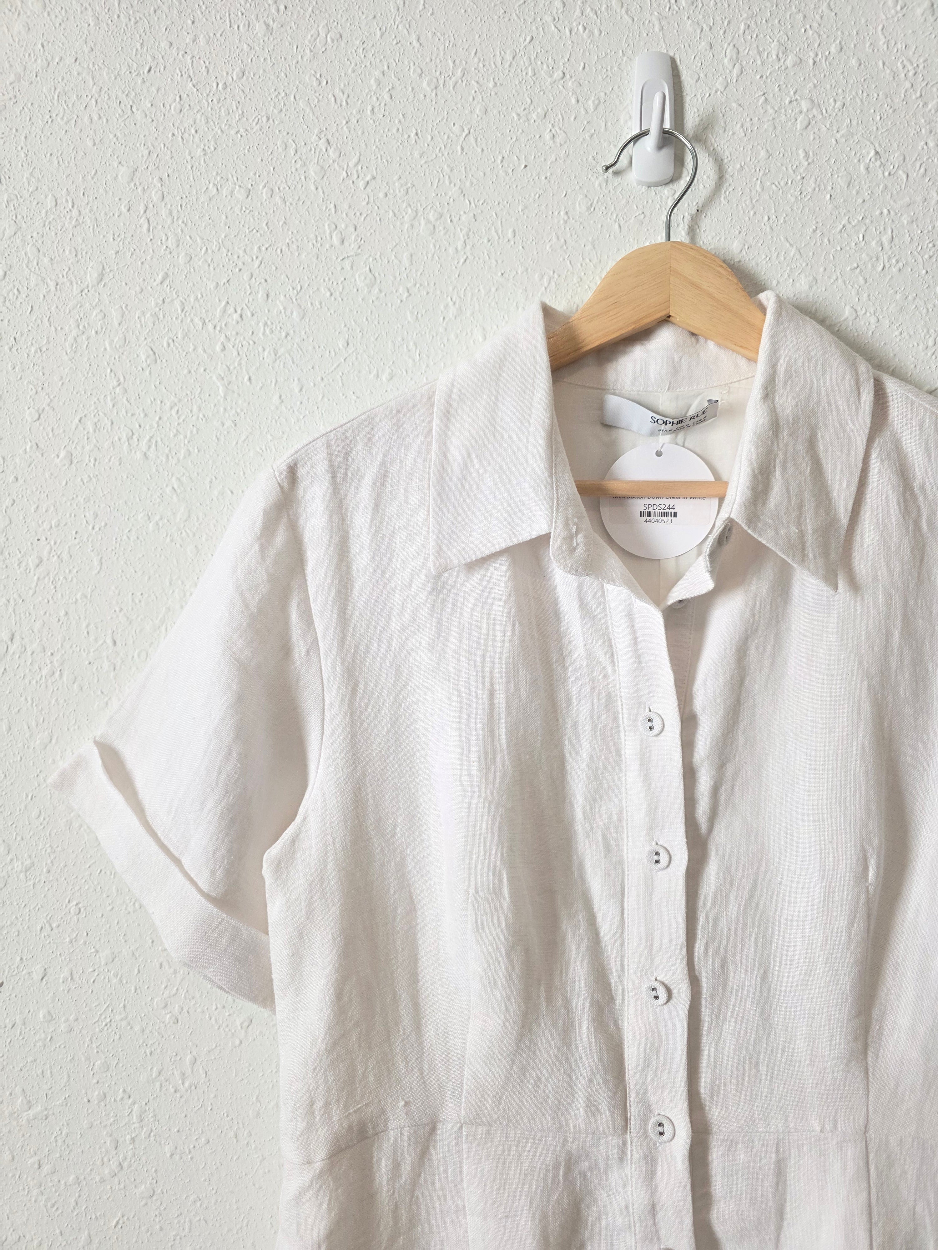 NEW White Linen Mini Dress (M)