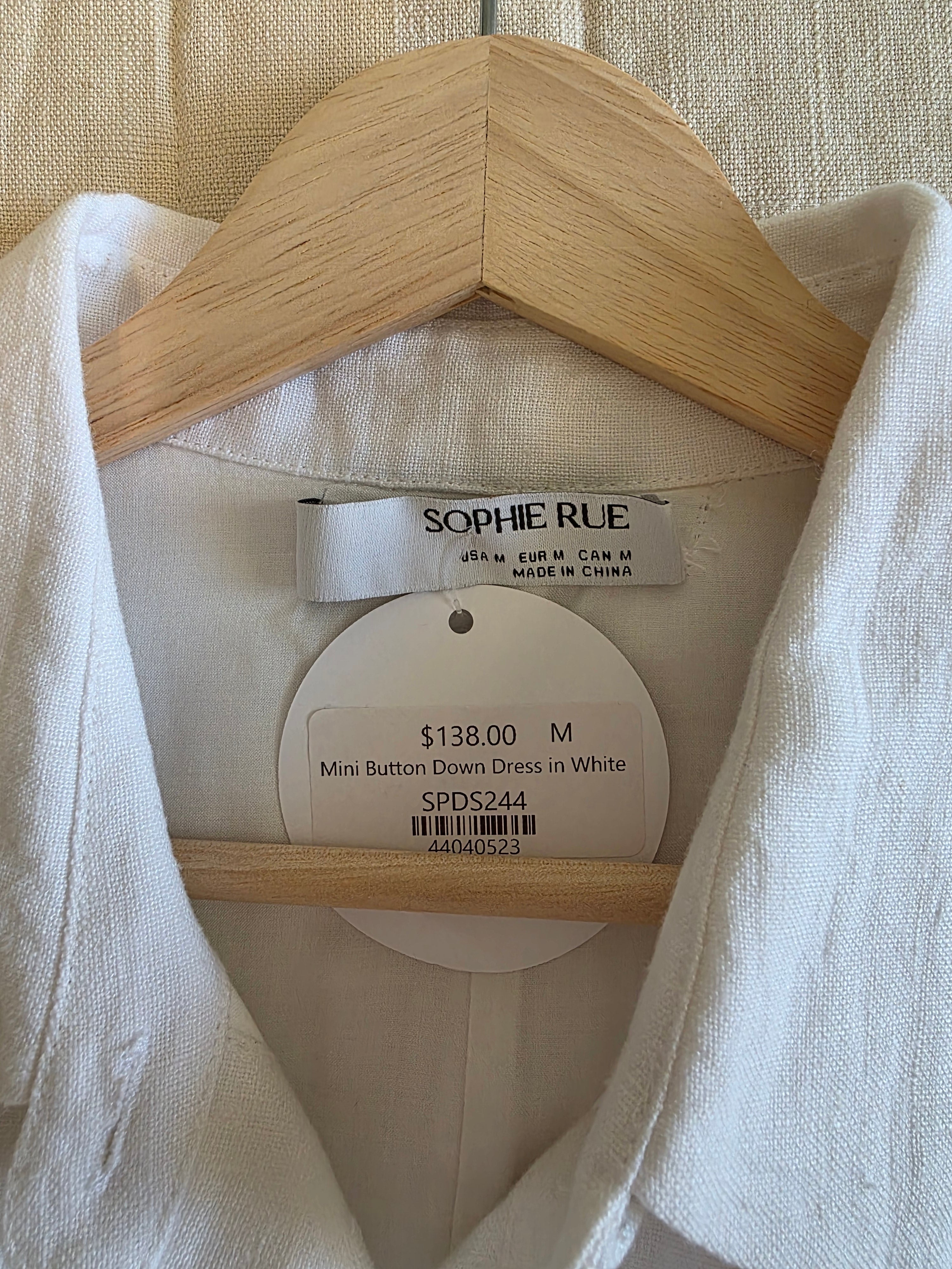 NEW White Linen Mini Dress (M)