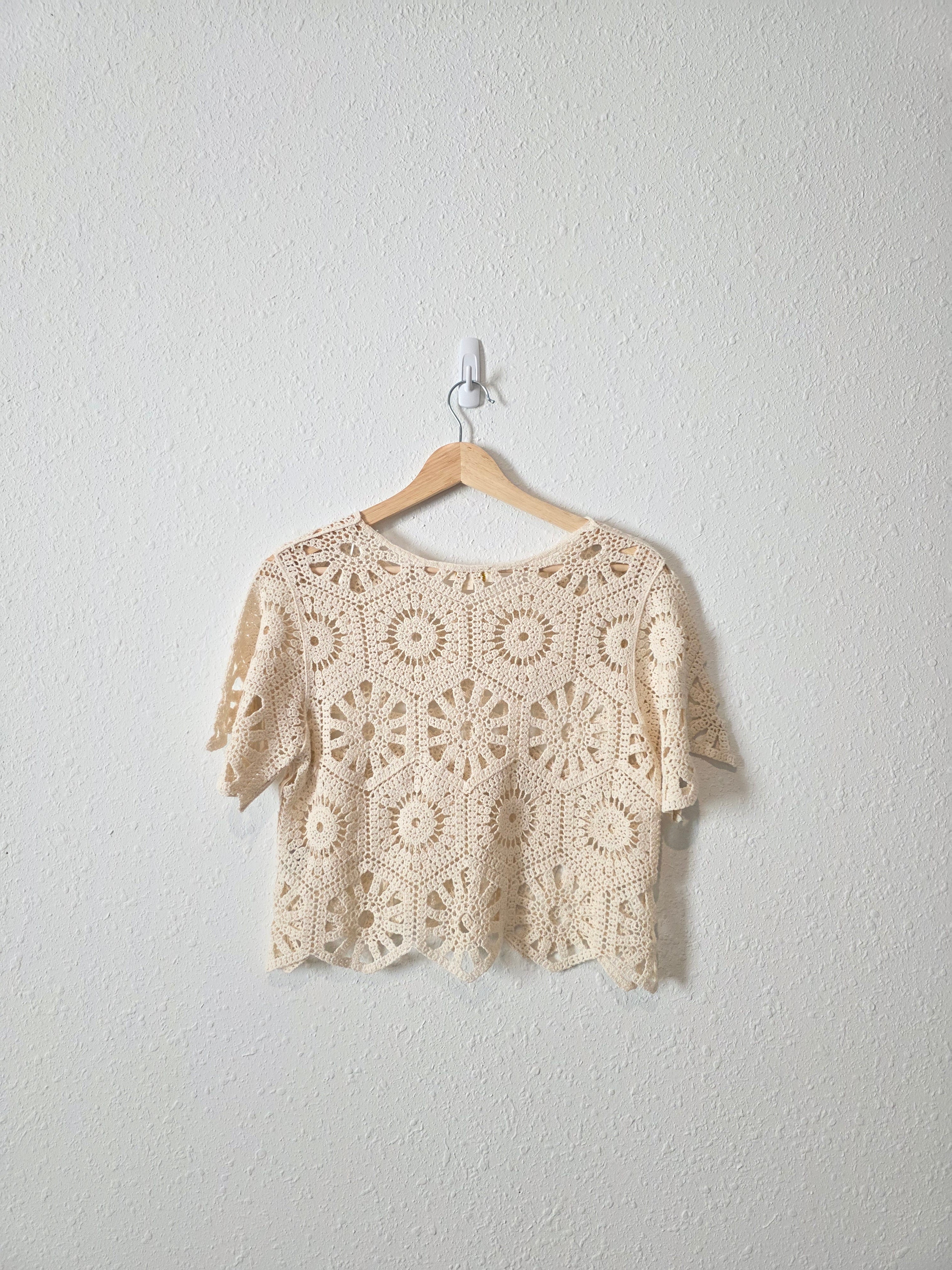 Floral Crochet Cotton Top (S)