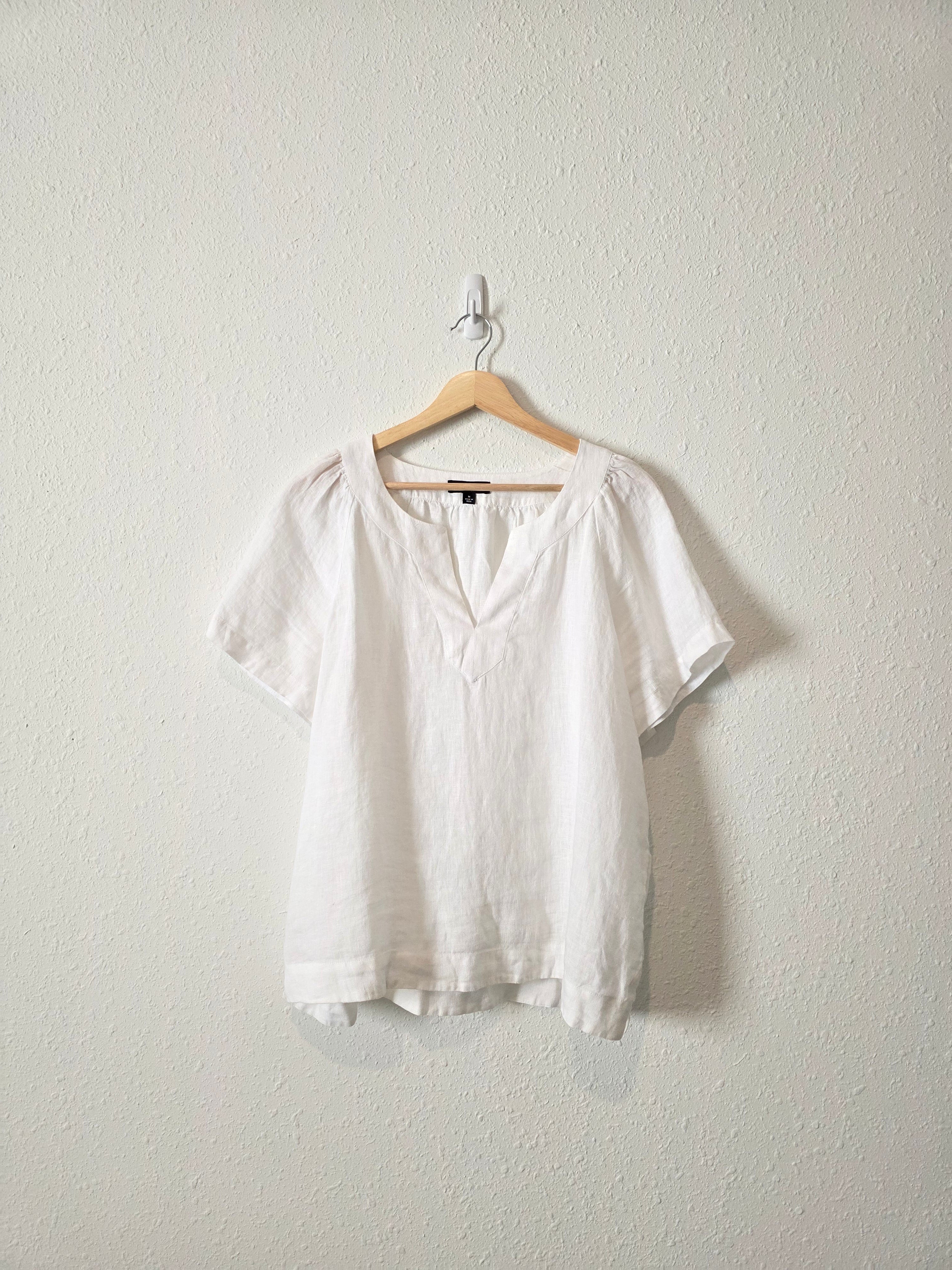 J.Crew White Linen Top (M)