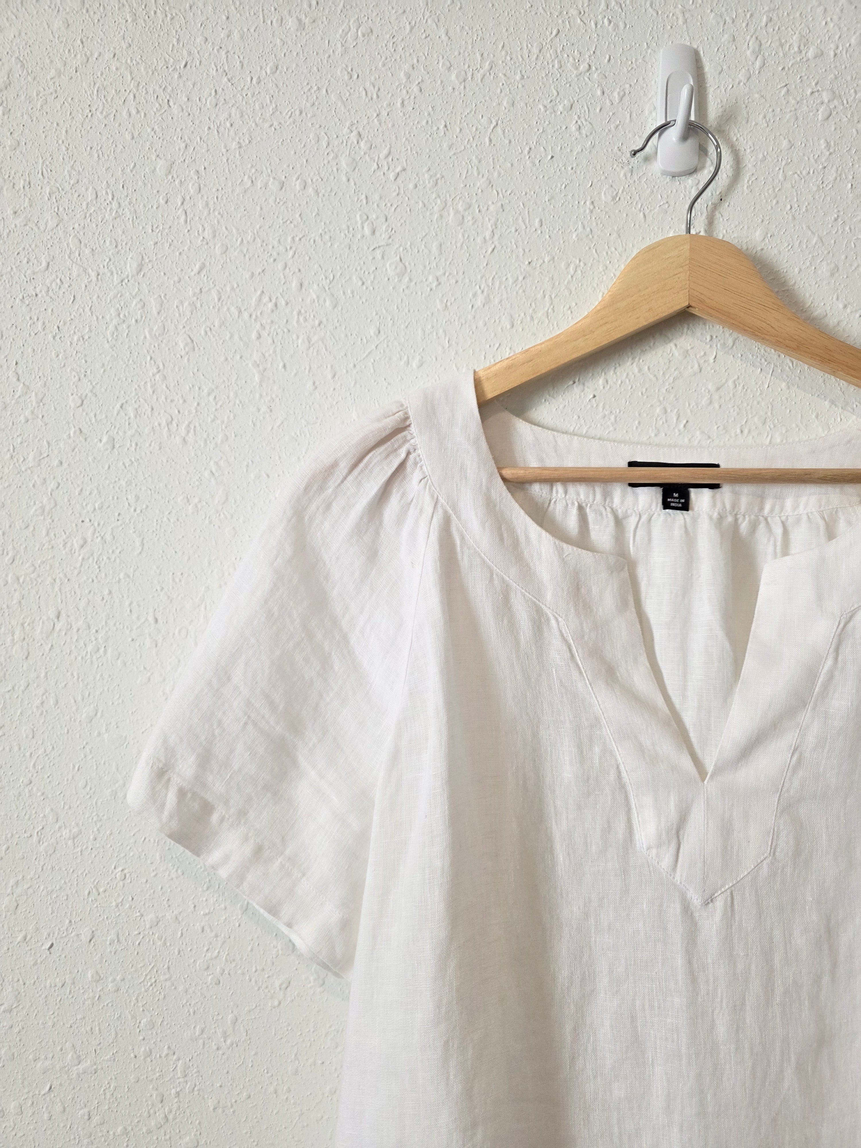 J.Crew White Linen Top (M)