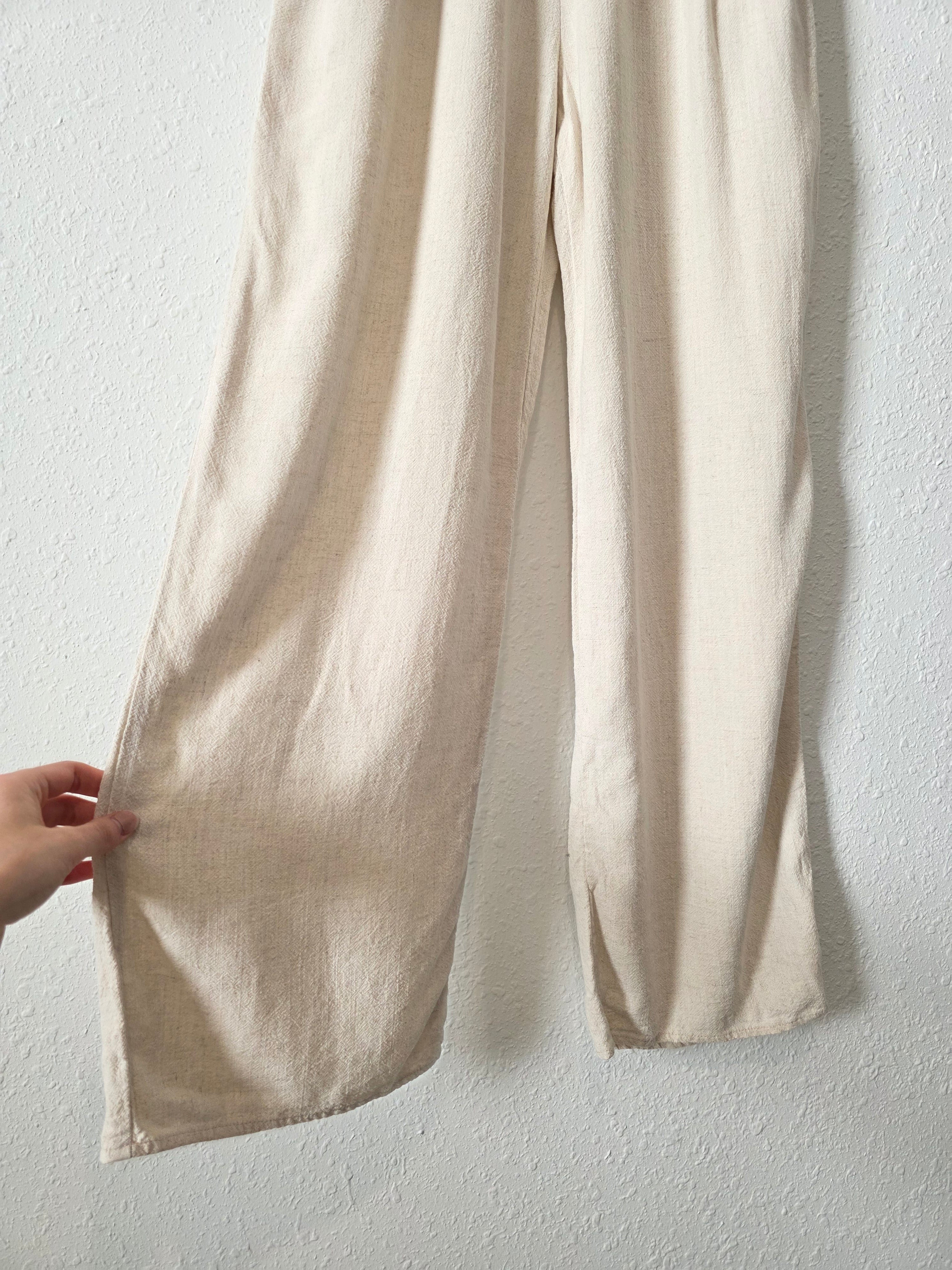 Oat Linen Blend Pants (M)