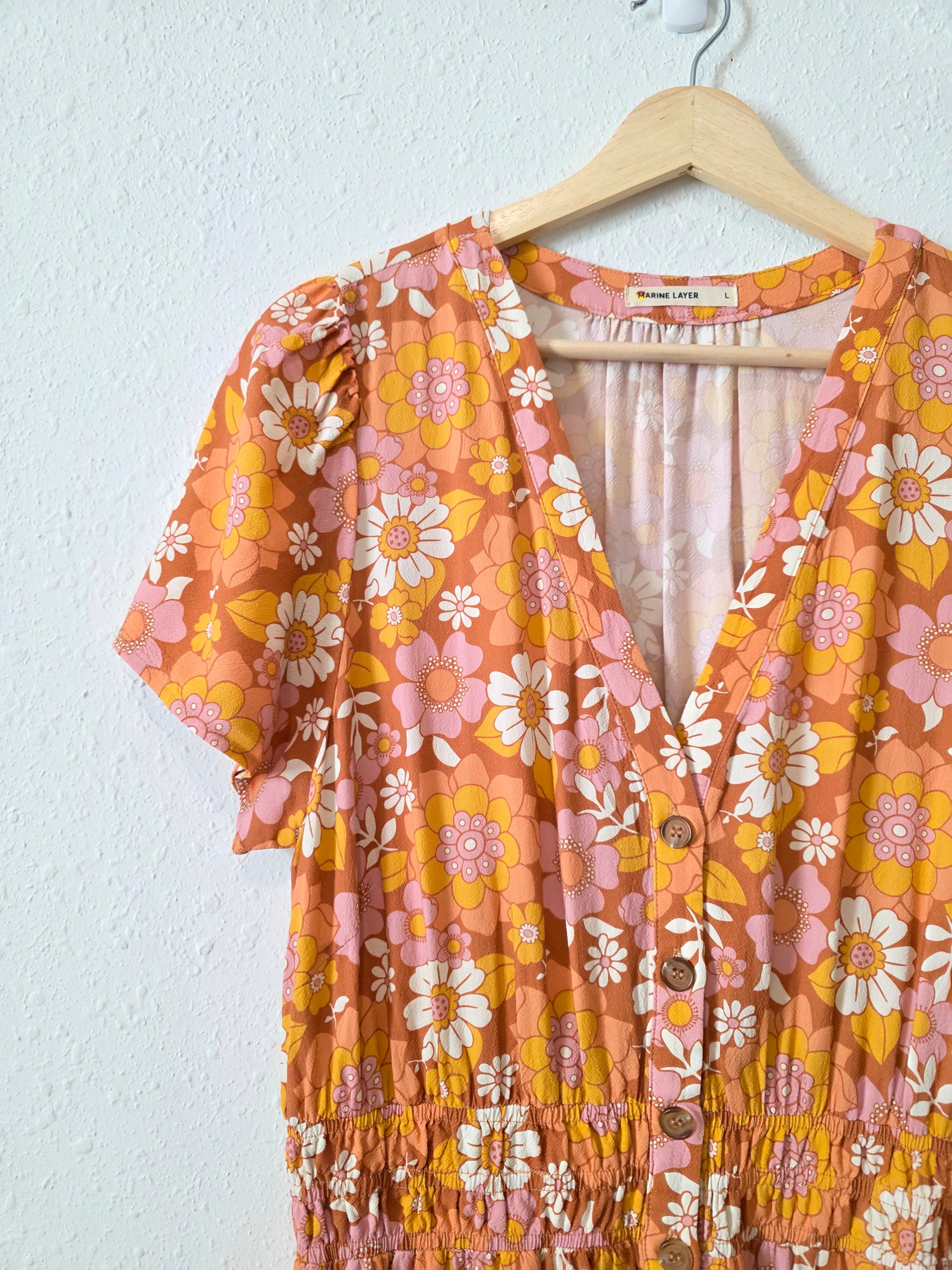 Marine Layer Colorful Floral Dress (L)