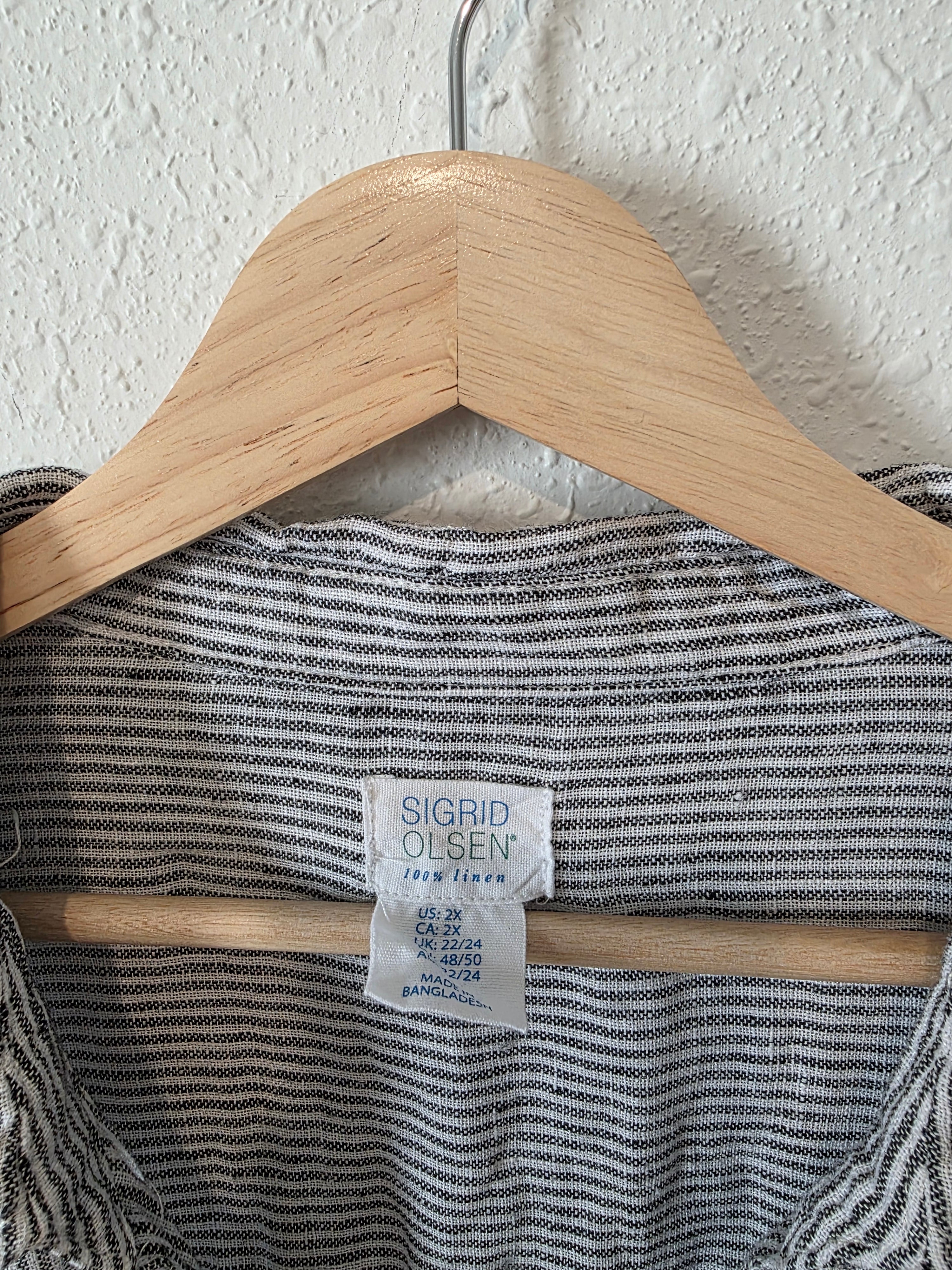 Striped Linen Button Up (2X)