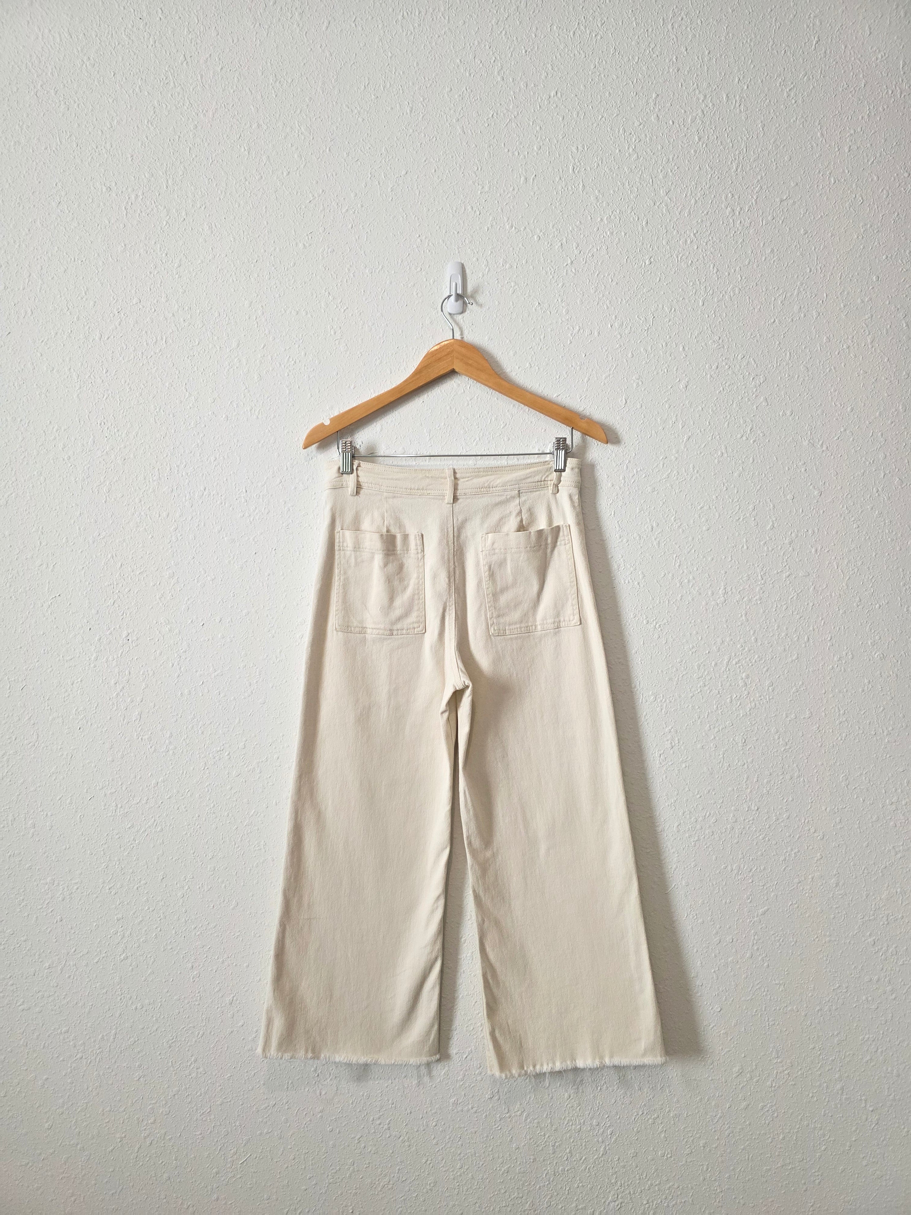Ecru Wide Leg Crop Pants (S)