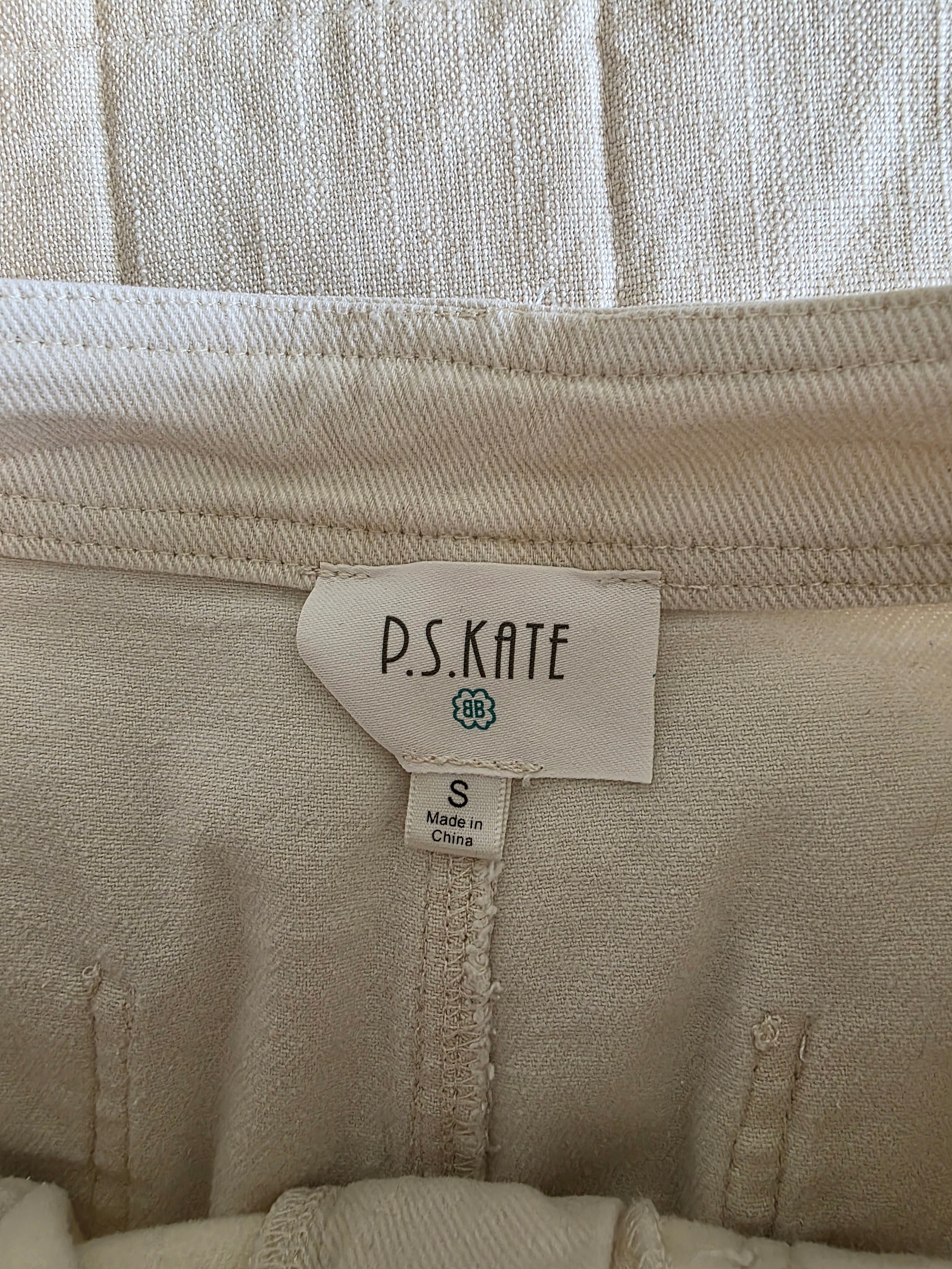 Ecru Wide Leg Crop Pants (S)