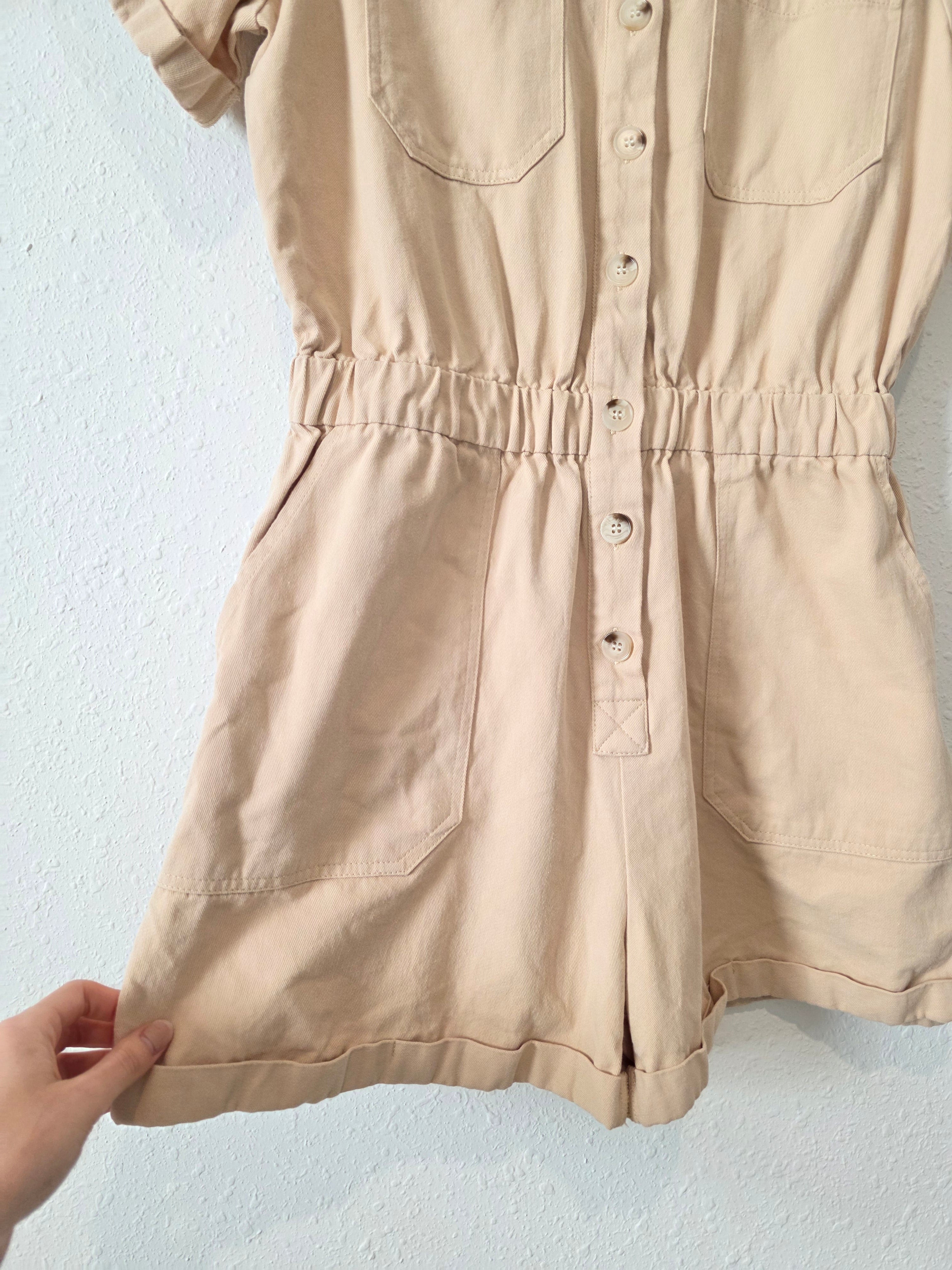 Neutral Cotton Romper (M)