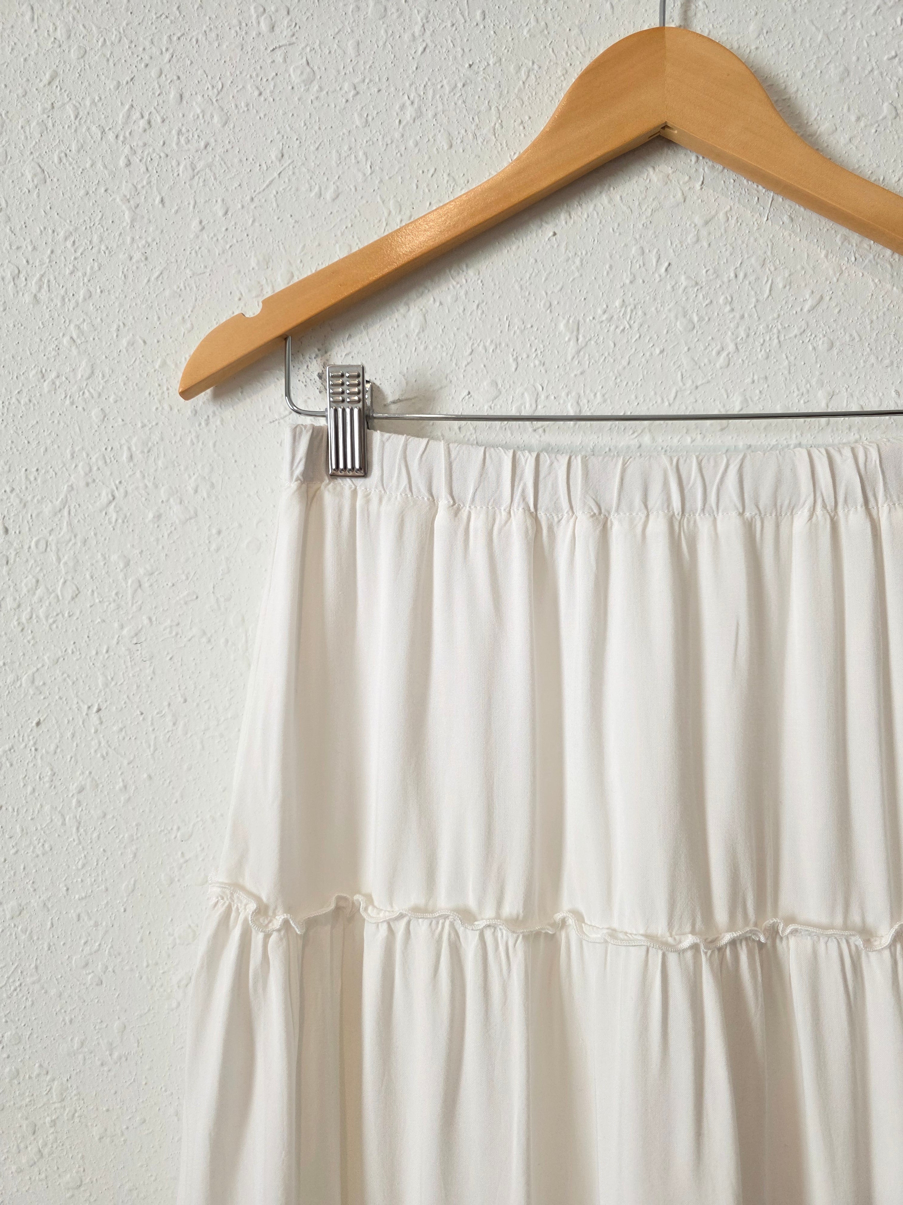White Tiered Maxi Skirt (S/M)