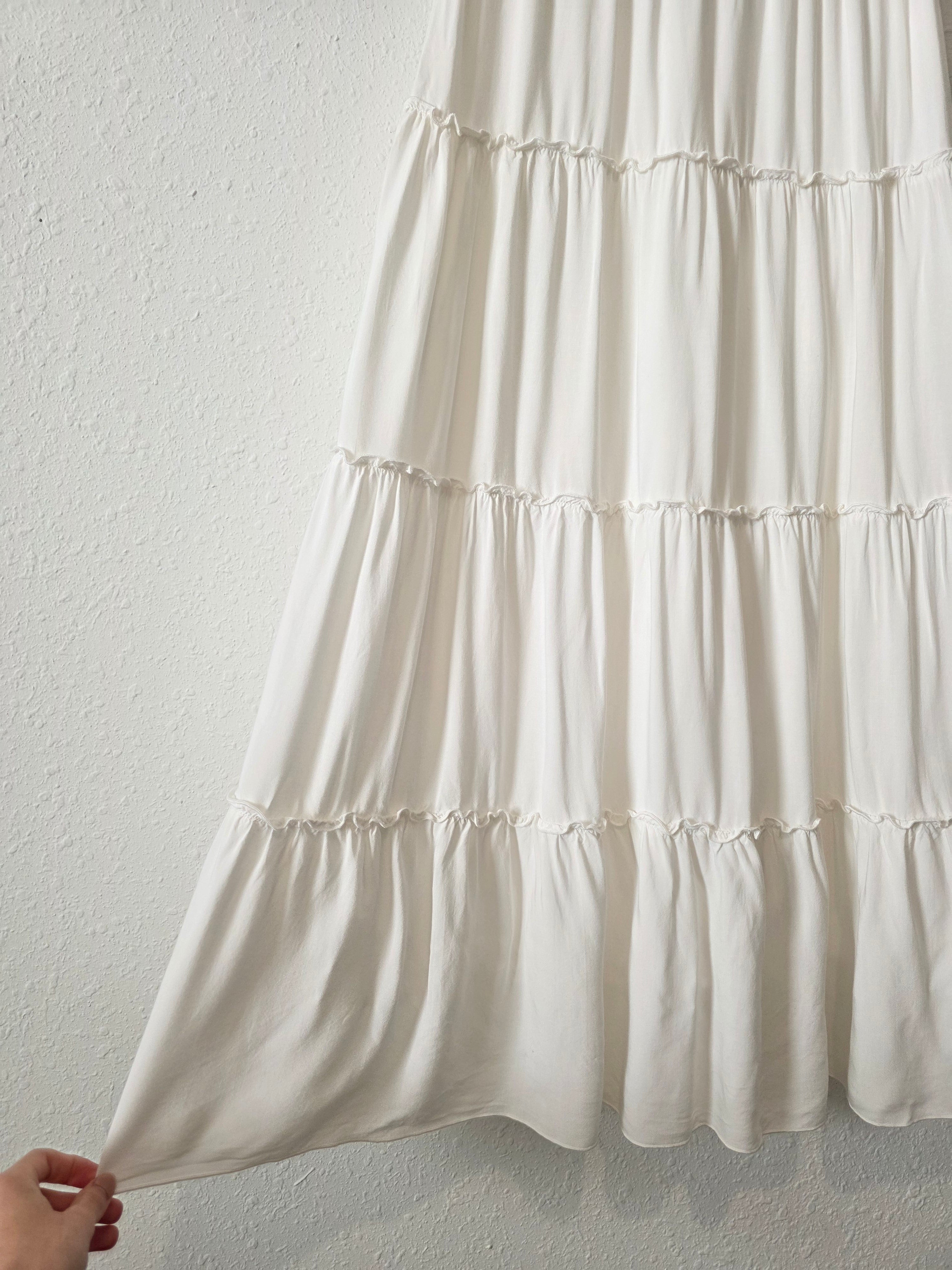 White Tiered Maxi Skirt (S/M)