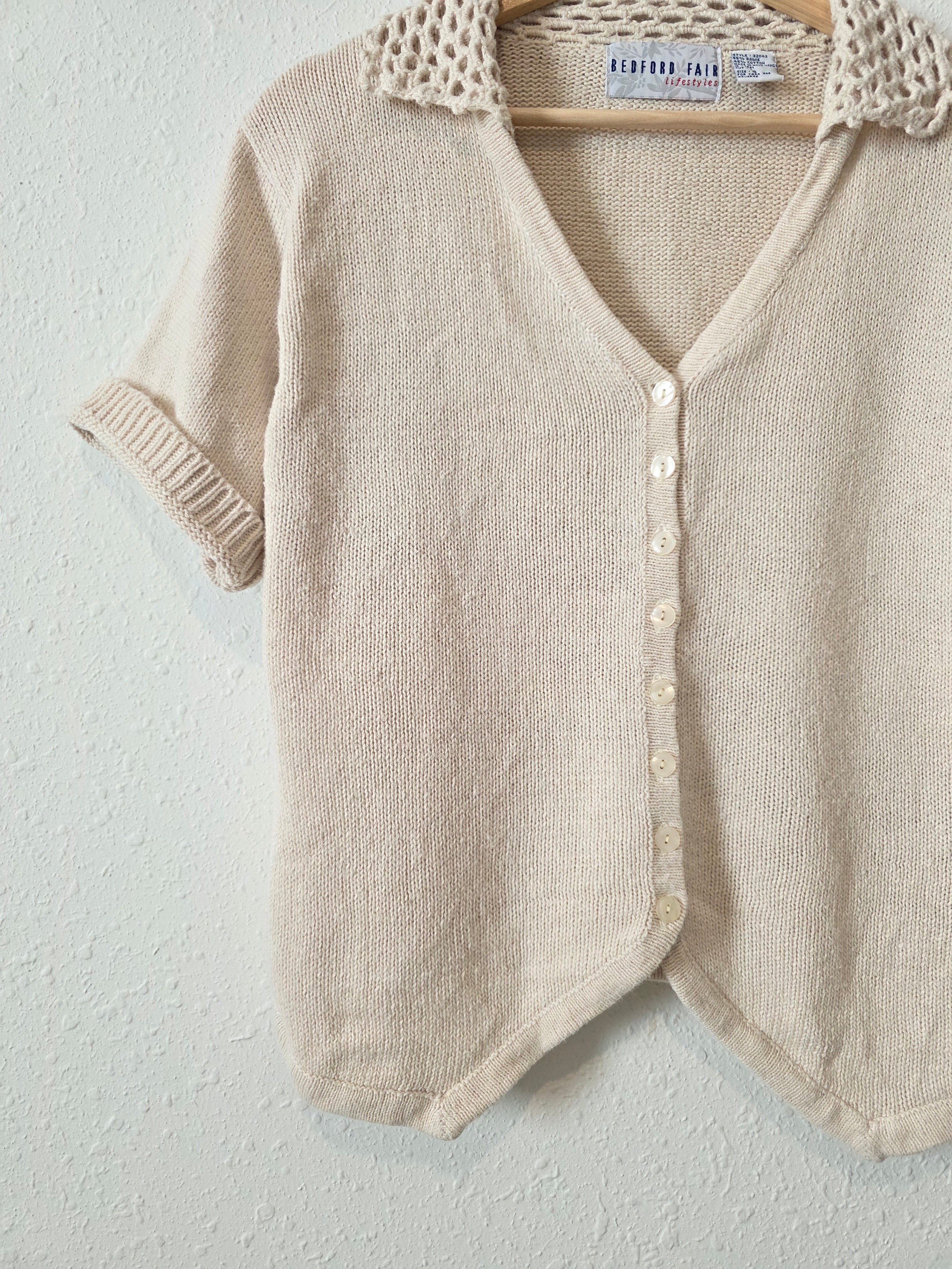 Vintage Crochet Collar Knit Top (S)