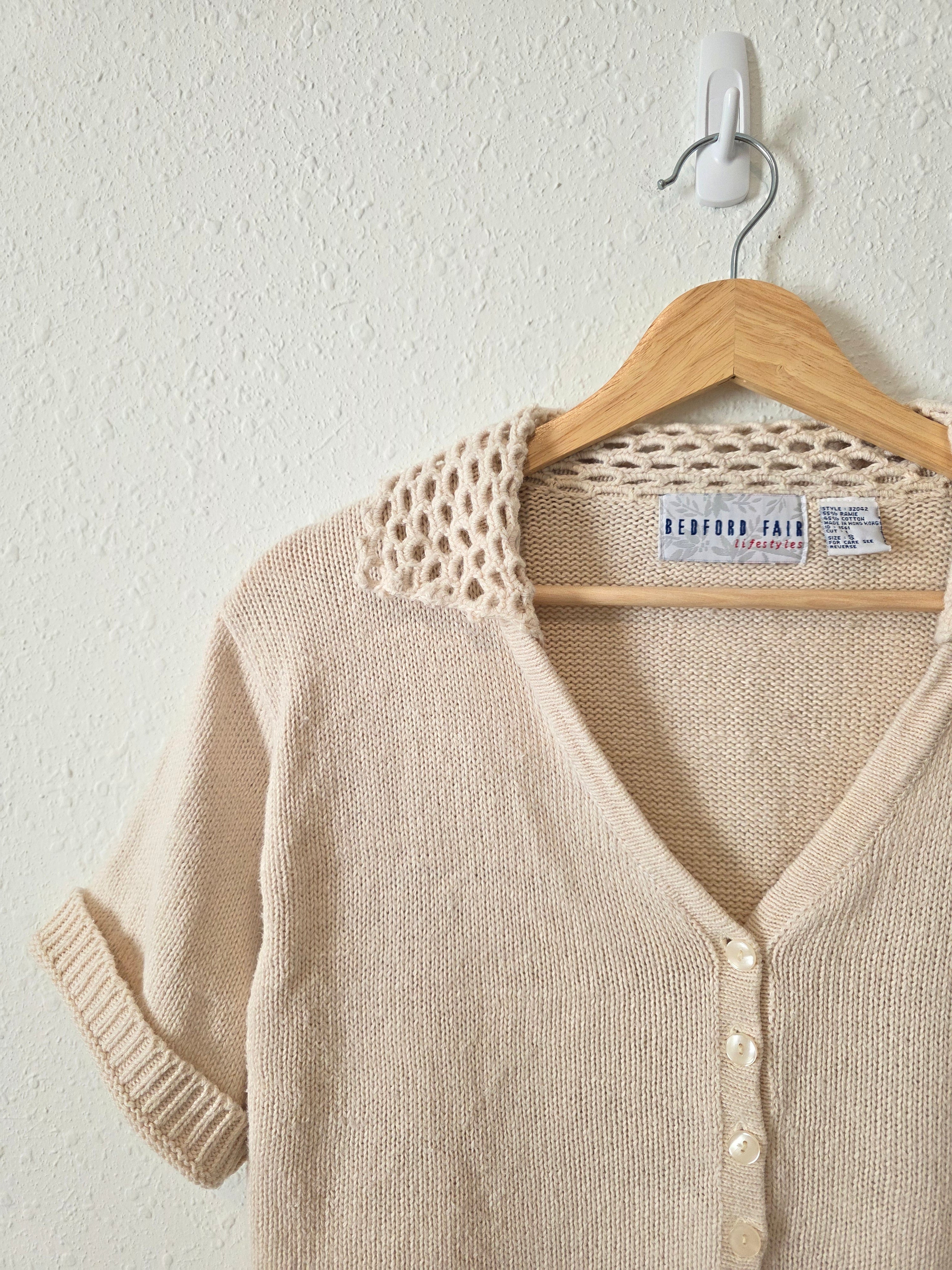 Vintage Crochet Collar Knit Top (S)