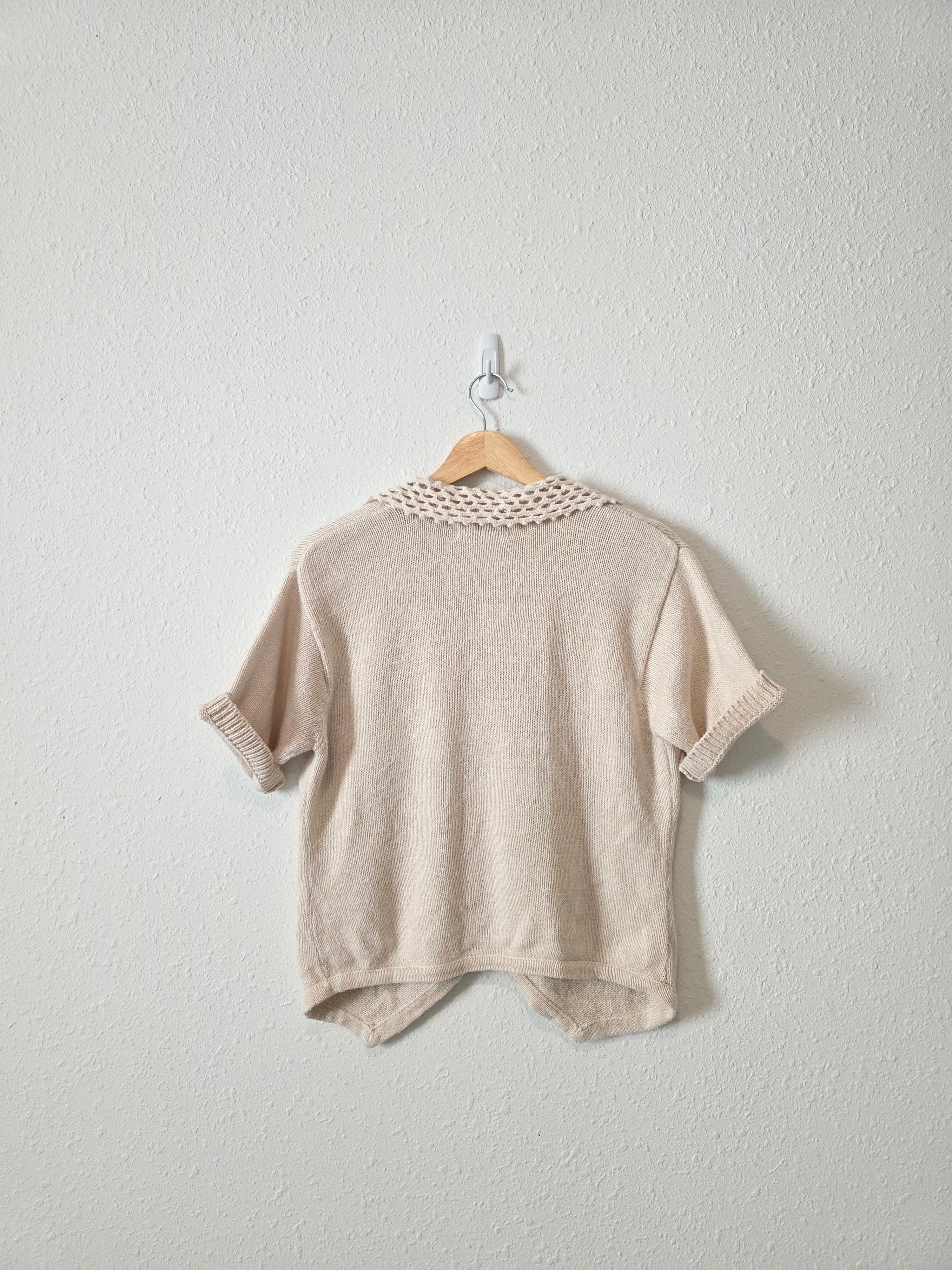 Vintage Crochet Collar Knit Top (S)