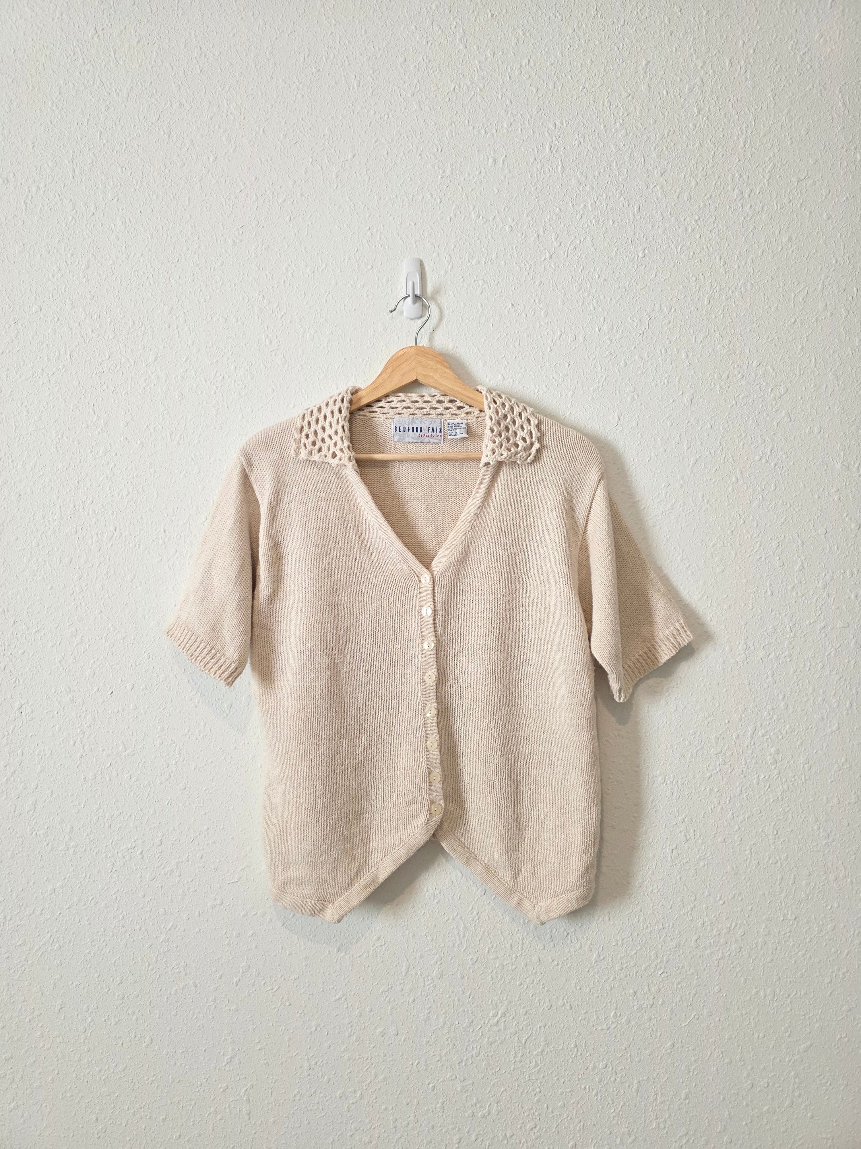 Vintage Crochet Collar Knit Top (S)