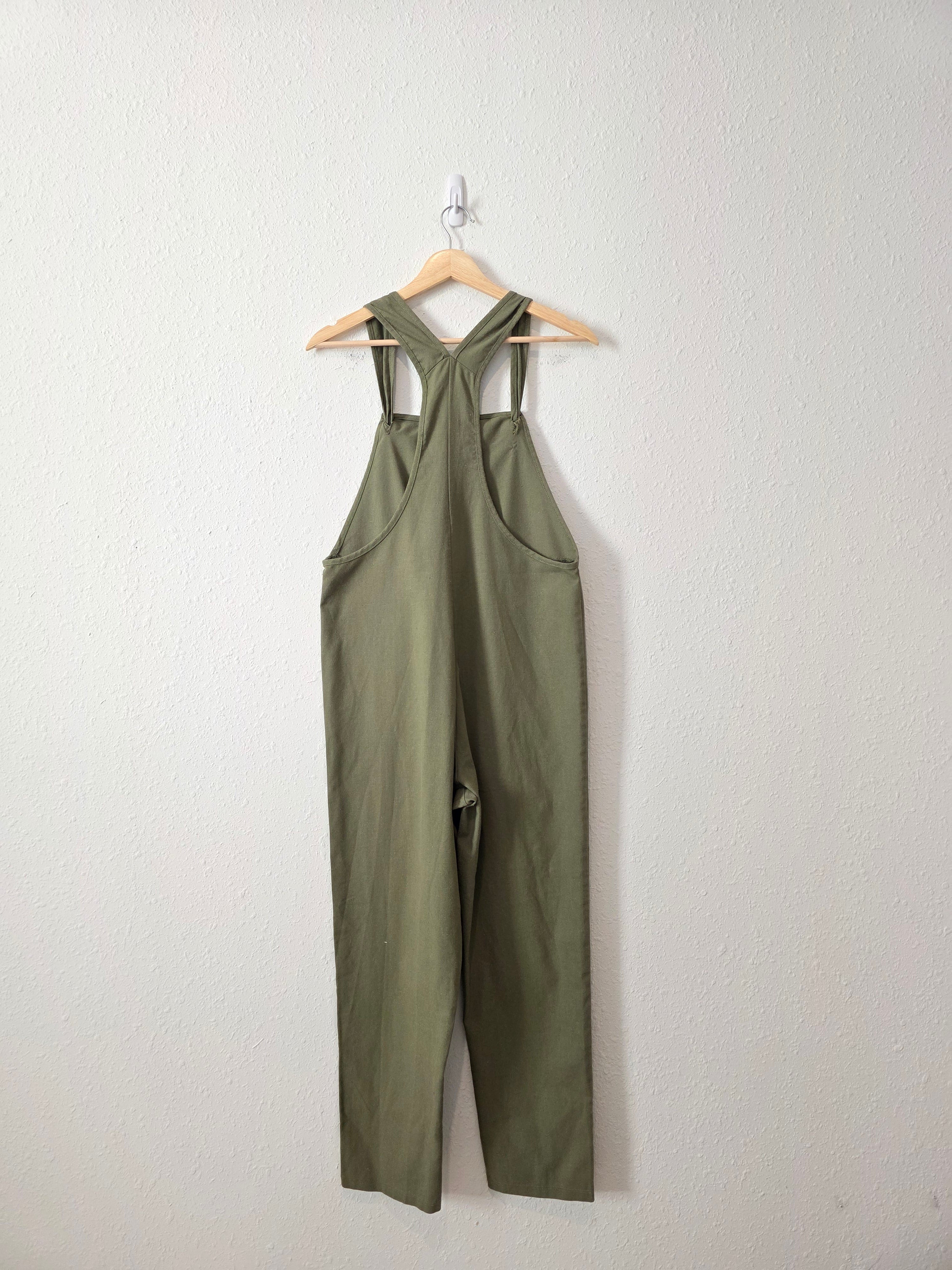 Carly Jean Olive Linen Blend Overalls (XS)